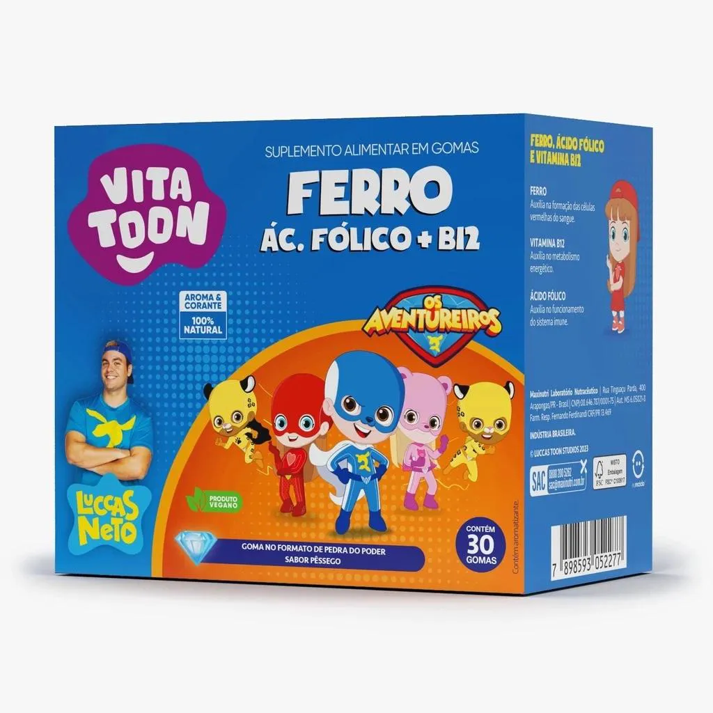 VITATOON FERRO + VIT B12 + ÁC FóLICO MAXINUTRI PêSSEGO 30GMS