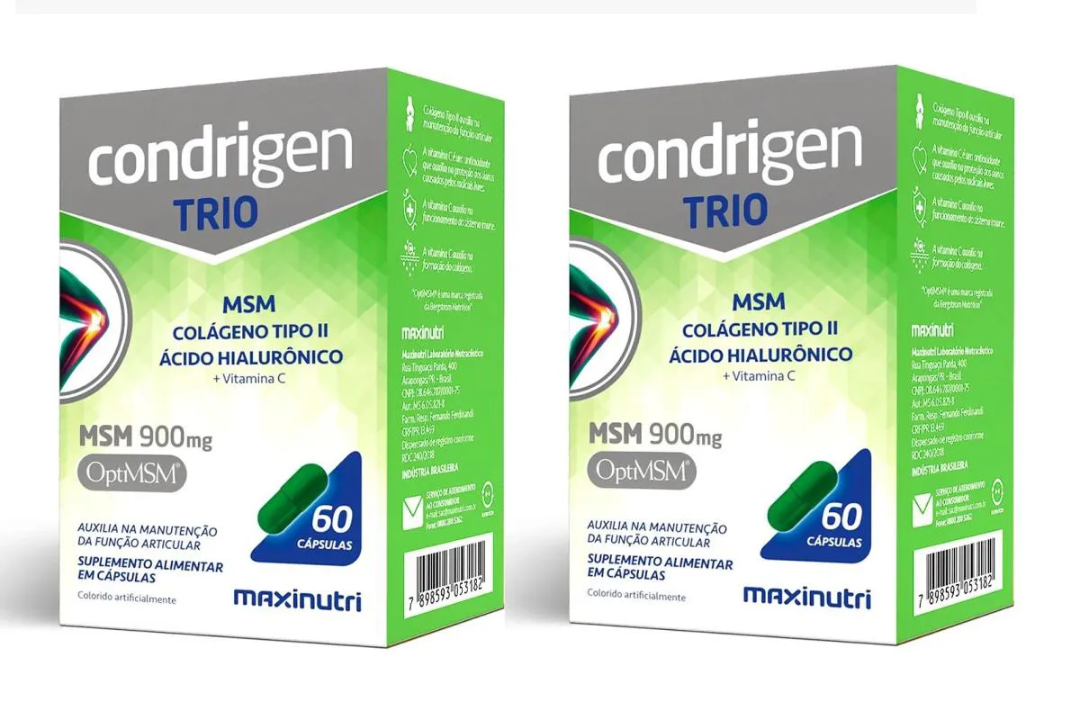 KIT 2 CONDRIGEN TRIO COLáGENO + HIALURôNICO + MSM  60CP