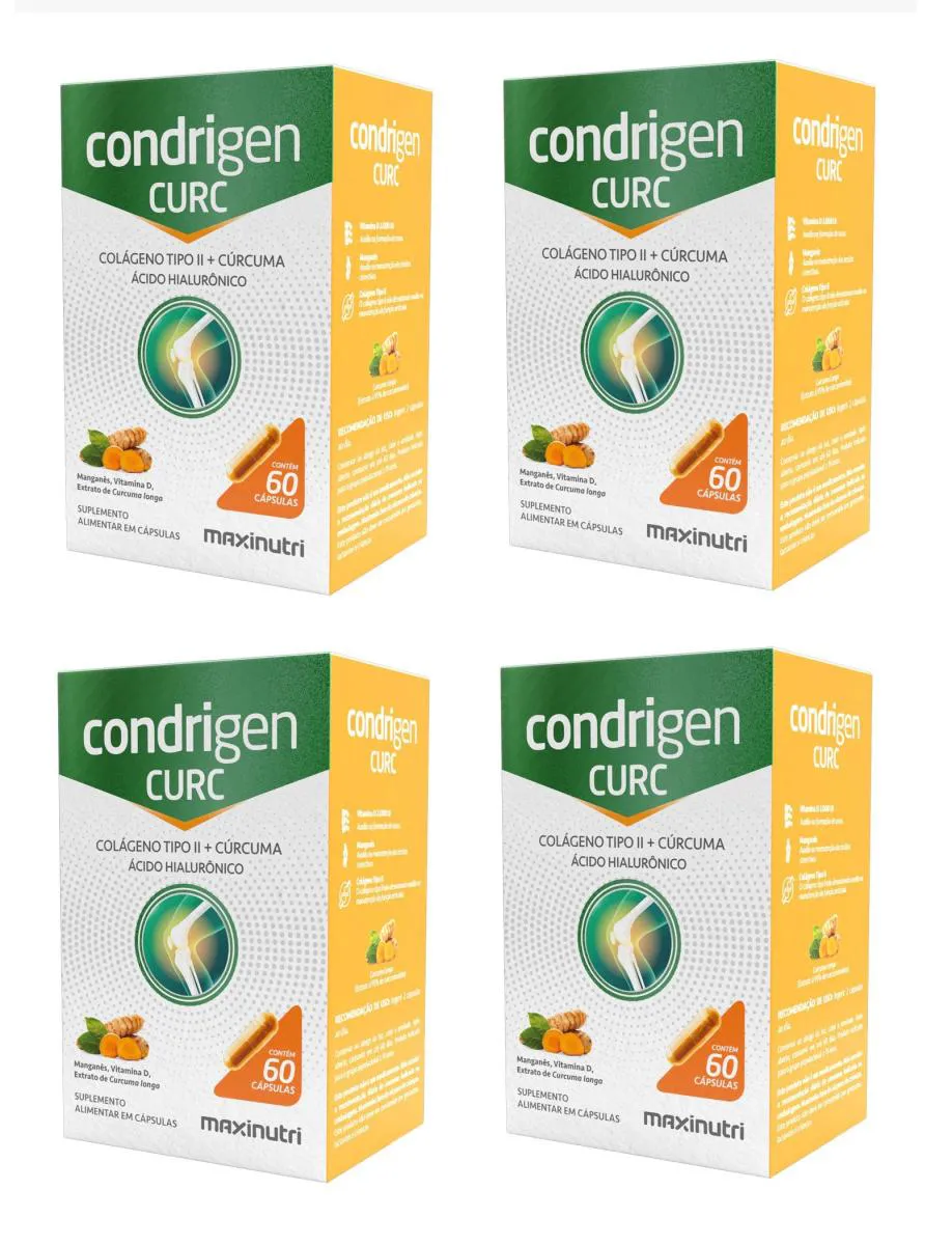 KIT 4 CONDRIGEN CURC COLáGENO + HIALURôNICO + CúRCUMA 60CP