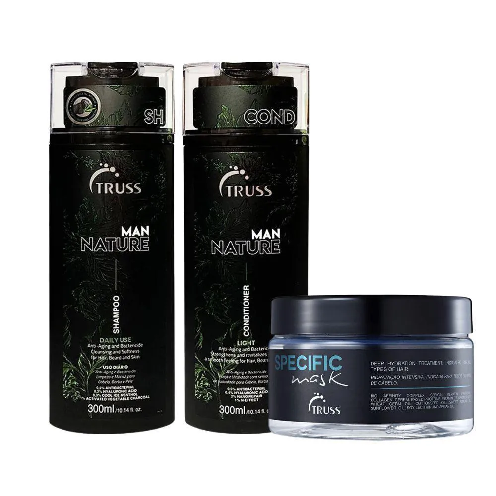 TRUSS MAN NATURE SHAMPOO 300ML + CONDICIONADOR 300ML + SPECIFIC 180G