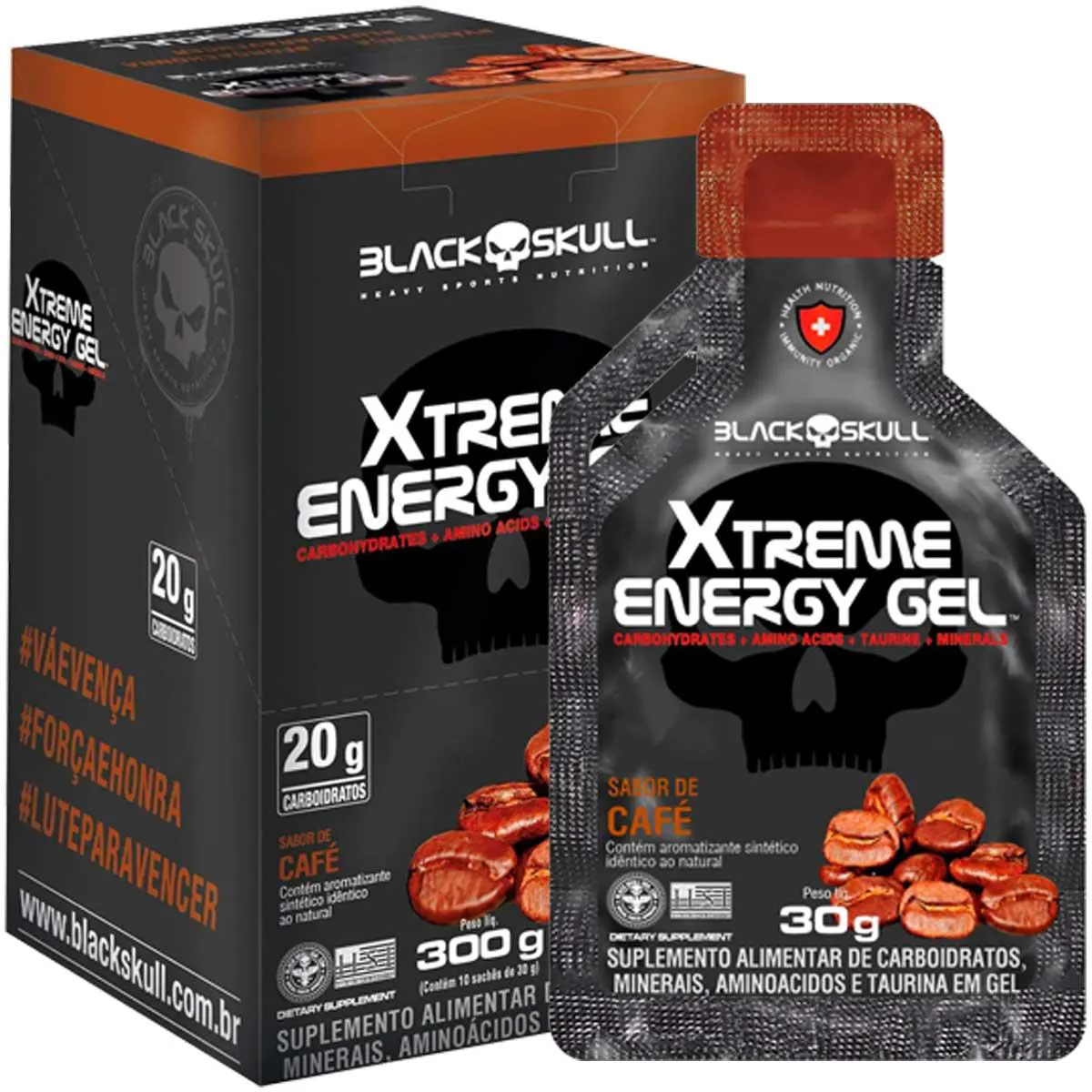 GEL CARBOIDRATO XTREME ENERGY GEL C/ 10 CAFé BLACK SKULL