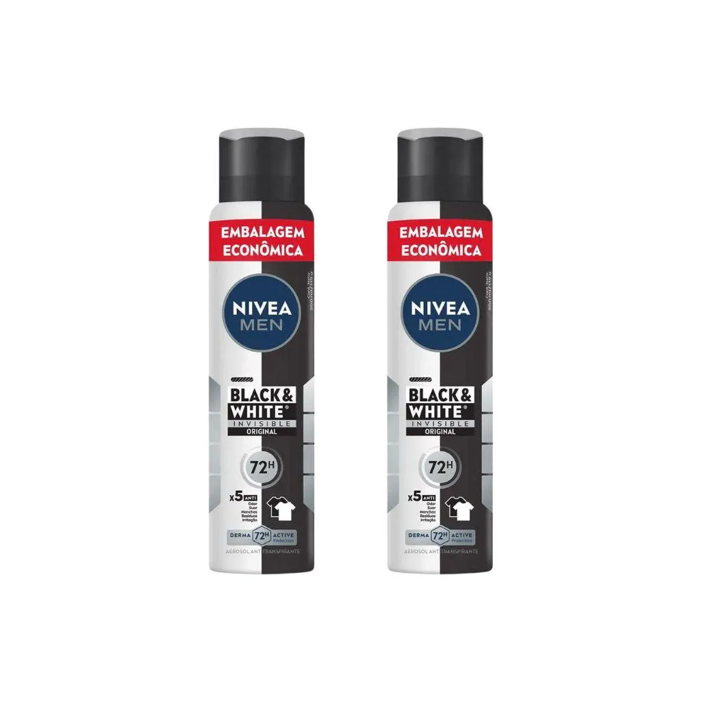DESODORANTE AERO NIVEA 200ML MEN BLACK WHITE INVISIBL-KIT2UN