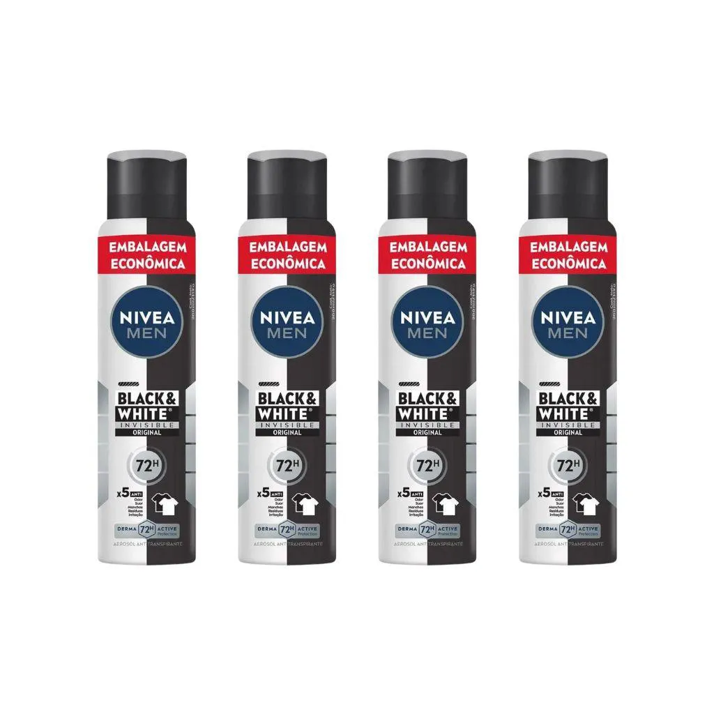 DESODORANTE AERO NIVEA 200ML MEN BLACK WHITE INVISIBL-KIT4UN