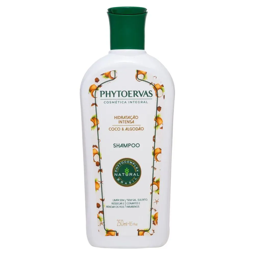 SHAMPOO HIDRATAçãO INTENSA COCO E ALGODãO PHYTOERVAS 250ML
