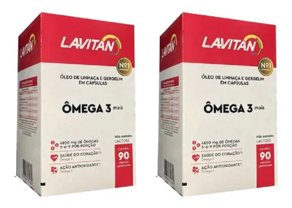 KIT 2 LAVITAN ÔMEGA 3 ÓLEO DE LINHAçA GERGELIM 90CPS - CIMED