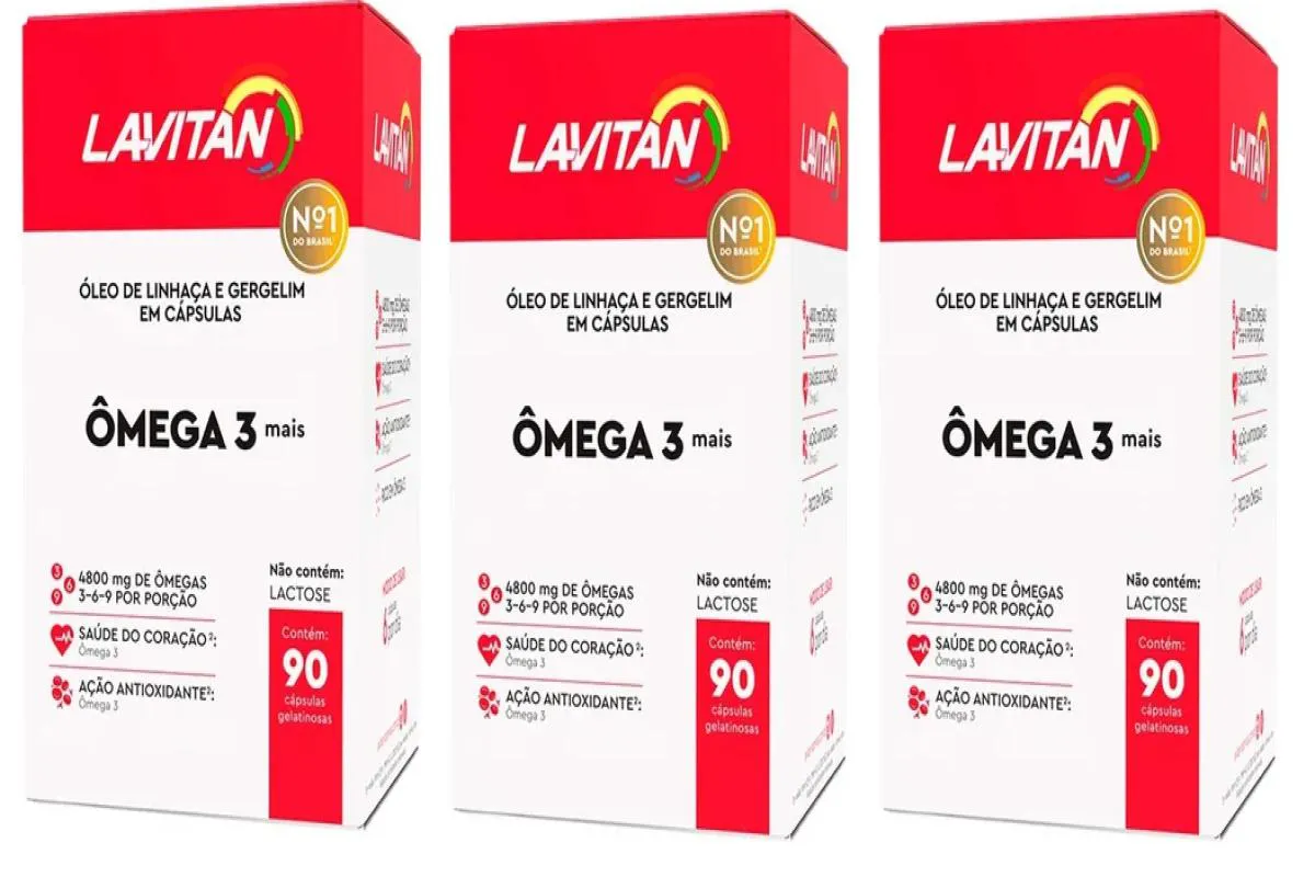 KIT 3 LAVITAN ÔMEGA 3 ÓLEO DE LINHAçA GERGELIM 90CPS - CIMED