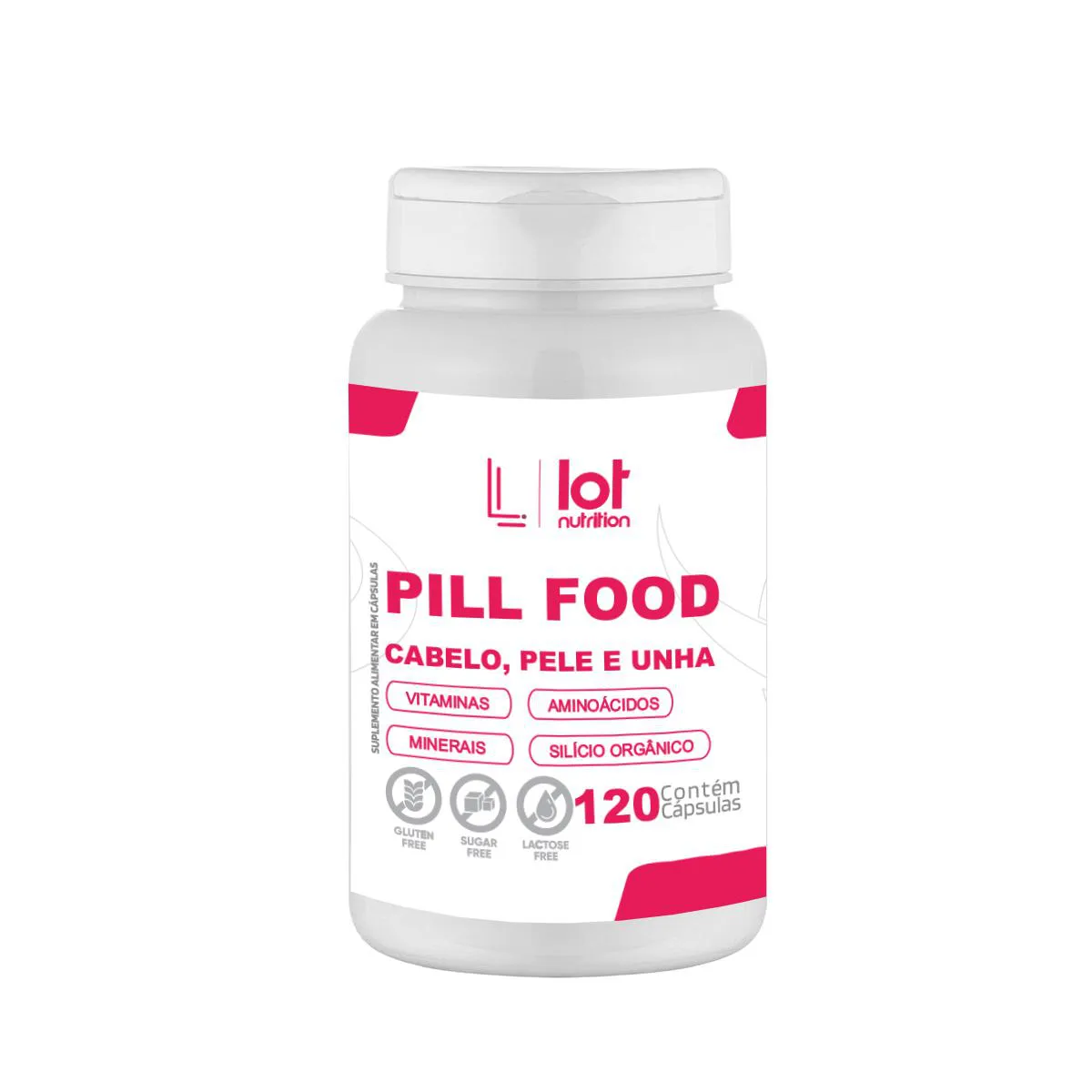 PILL FOOD 120 CáPSULAS CABELOS UNHAS PELE COMPLETO