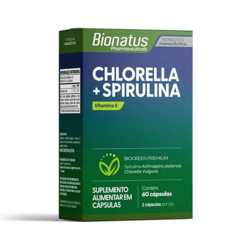 CHLORELLA + SPIRULINA +VITAMINA E - 60CAP - BIONATUS