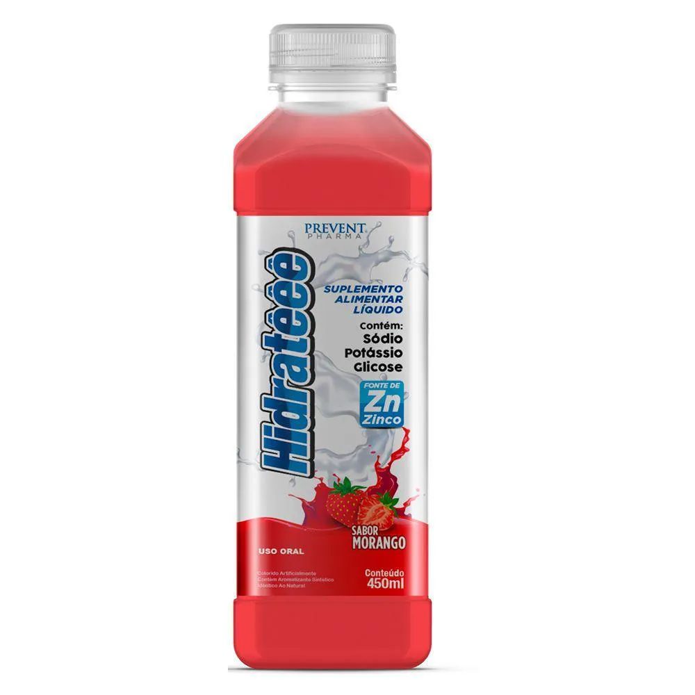 HIDRATEEE MORANGO 450 ML SODIO+TRIS+POT+ZINCO VIT PREVENT PHARMA