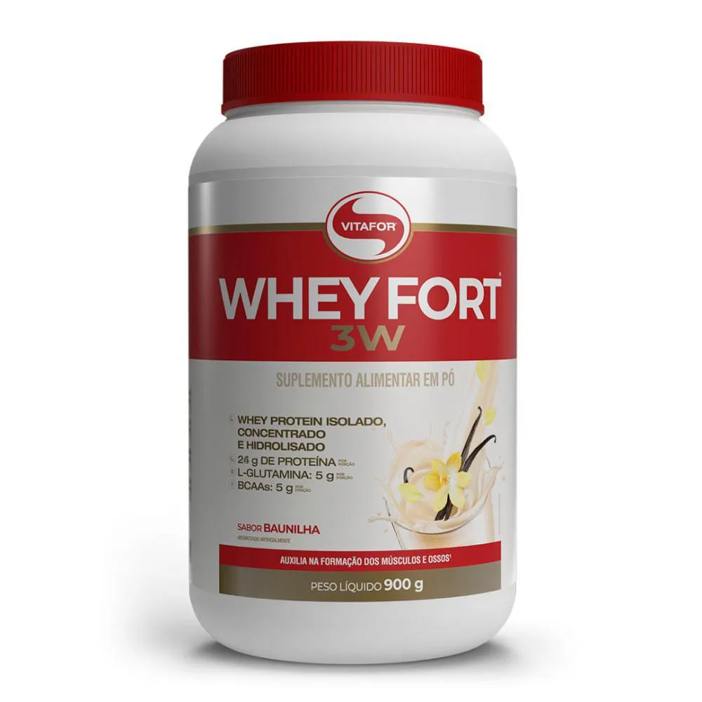 WHEY FORT 3W POTE 900G BAUNILHA - VITAFOR