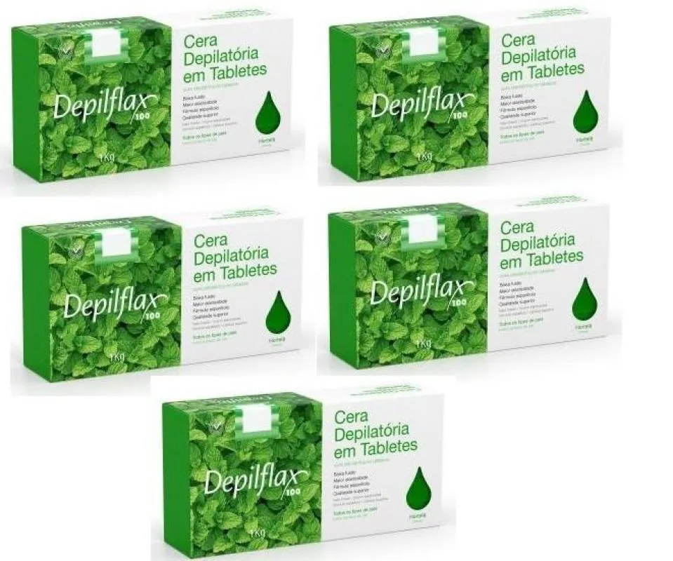 KIT 5 CERAS DEPILATORIA QUENTE HORTELA 1KG DEPIFLAX