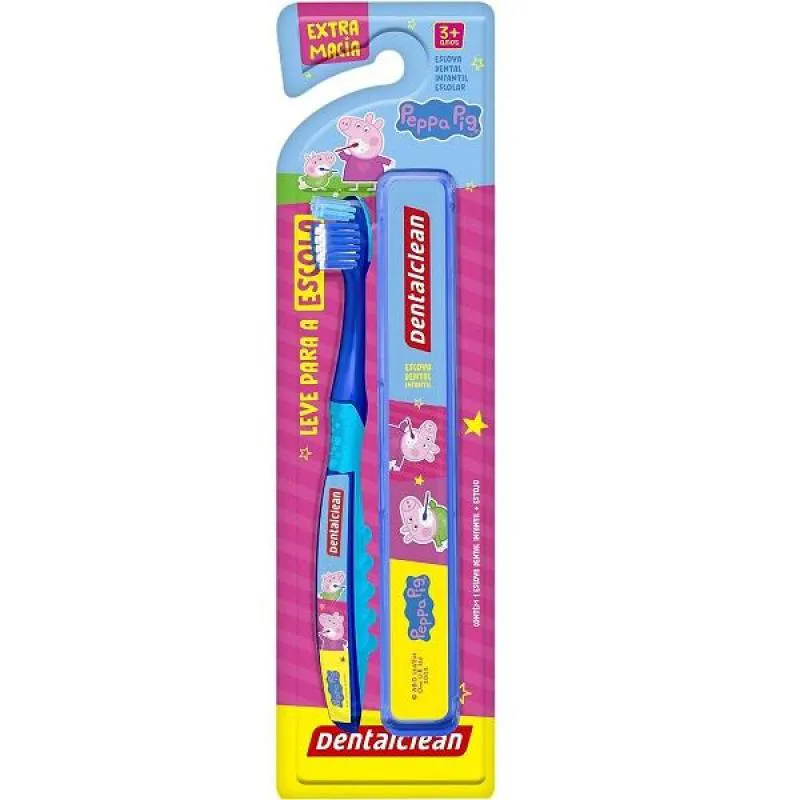ESCOVA DENTAL INFANTIL EXTRA MACIA COM ESTOJO DENTALCLEAN Azul