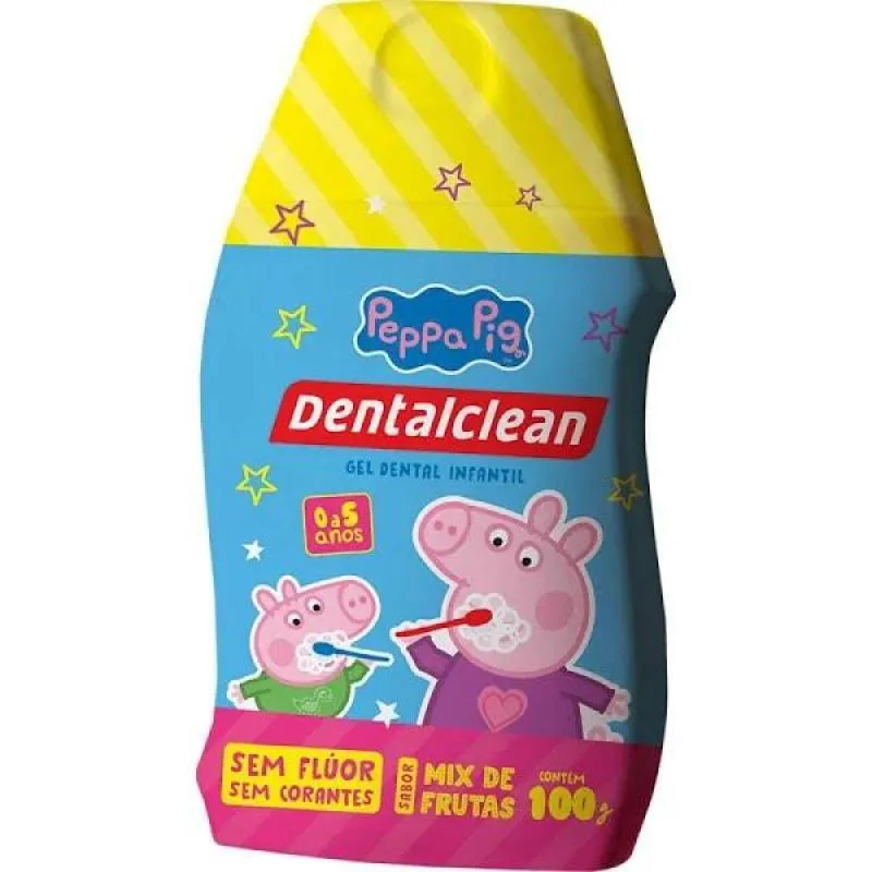 GEL DENTAL INFANTIL SEM FLUOR MIX DE FRUTAS PEPPA PIG DENTALCLEAN 100G