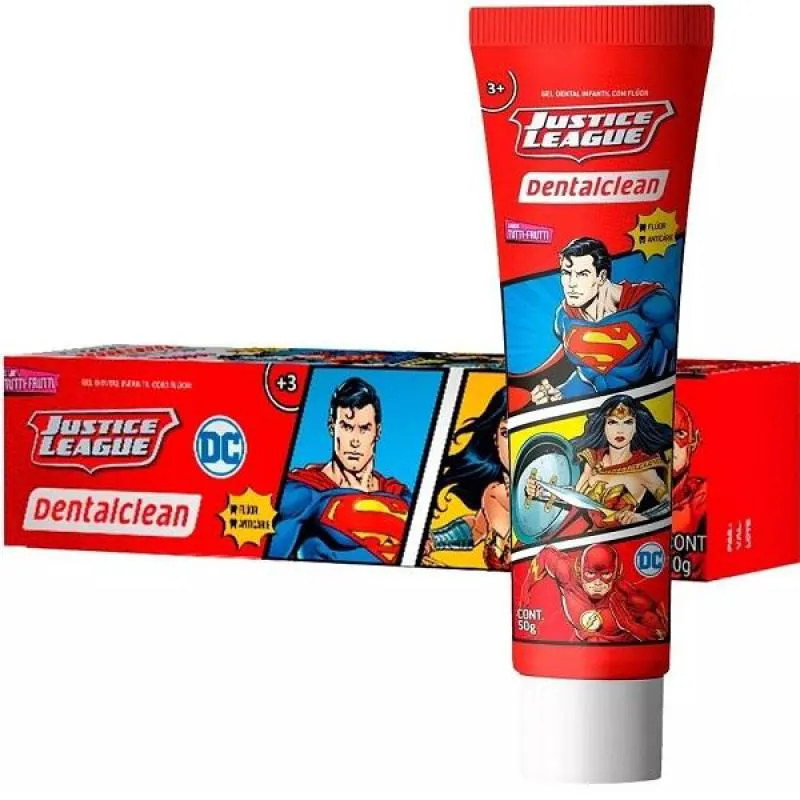 PASTA DE DENTES INFANTIL DENTALCLEAN JUSTICE LEAGUE TUTTI FRUTTI EM GEL 50G