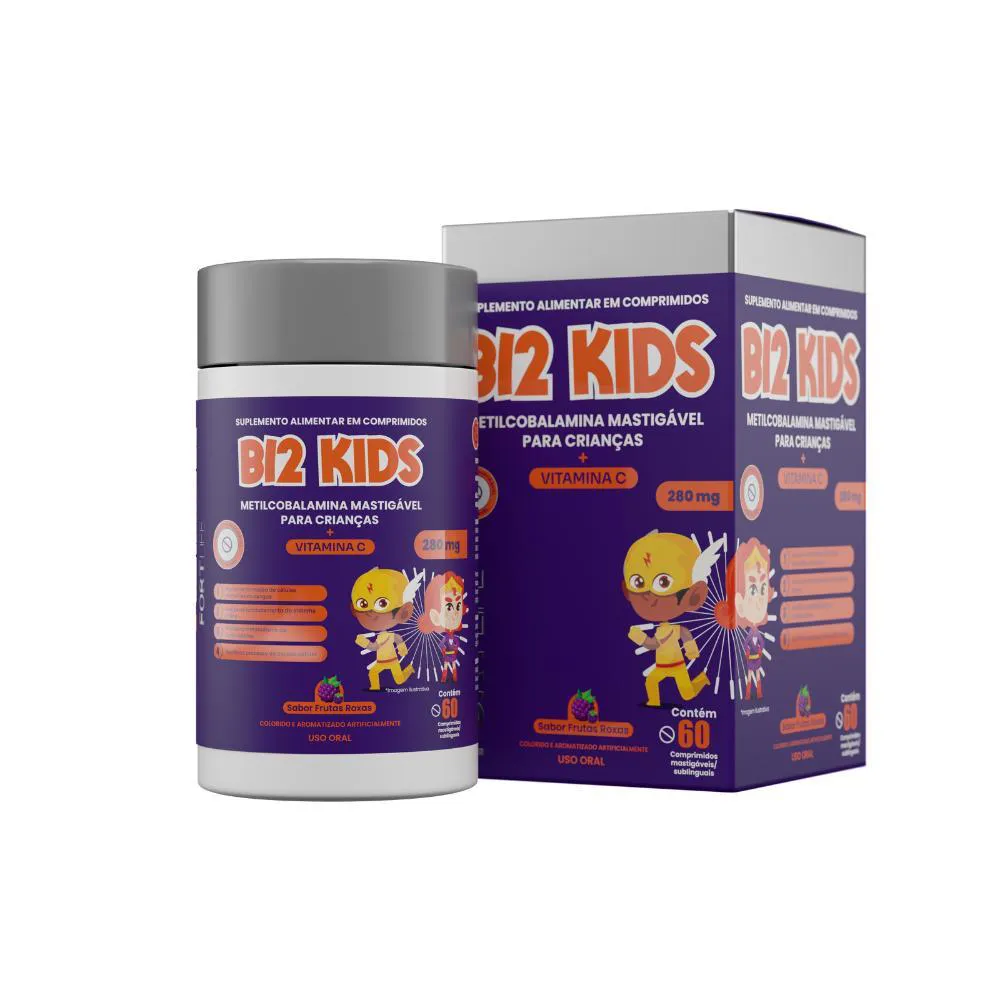 VITAMINA B12 KIDS 280MG 60COMPRIMIDOS MASTIGáVEIS - FORTLIFE