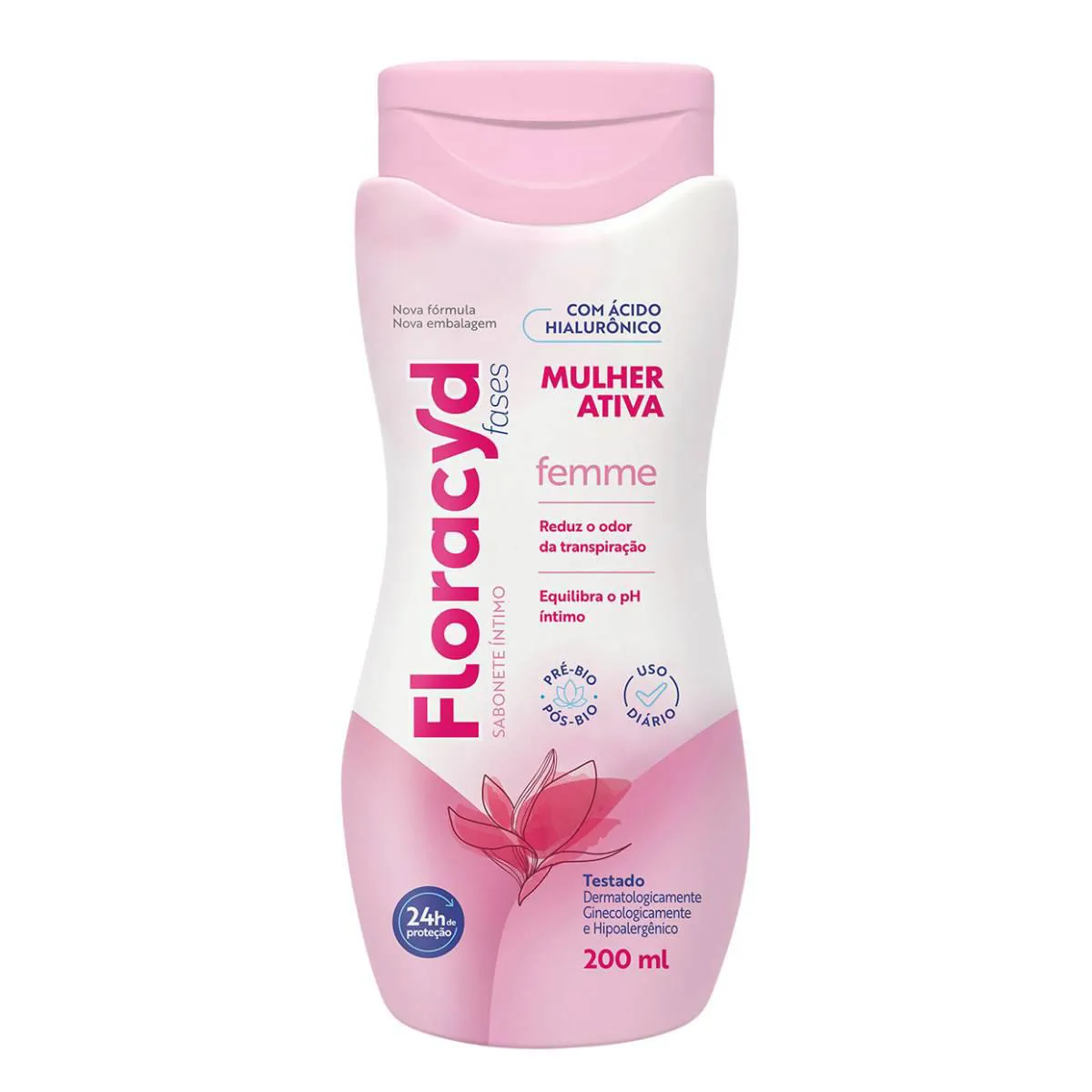 Sabonete Líquido Íntimo Floracyd Femme Mulher Ativa com 200ml