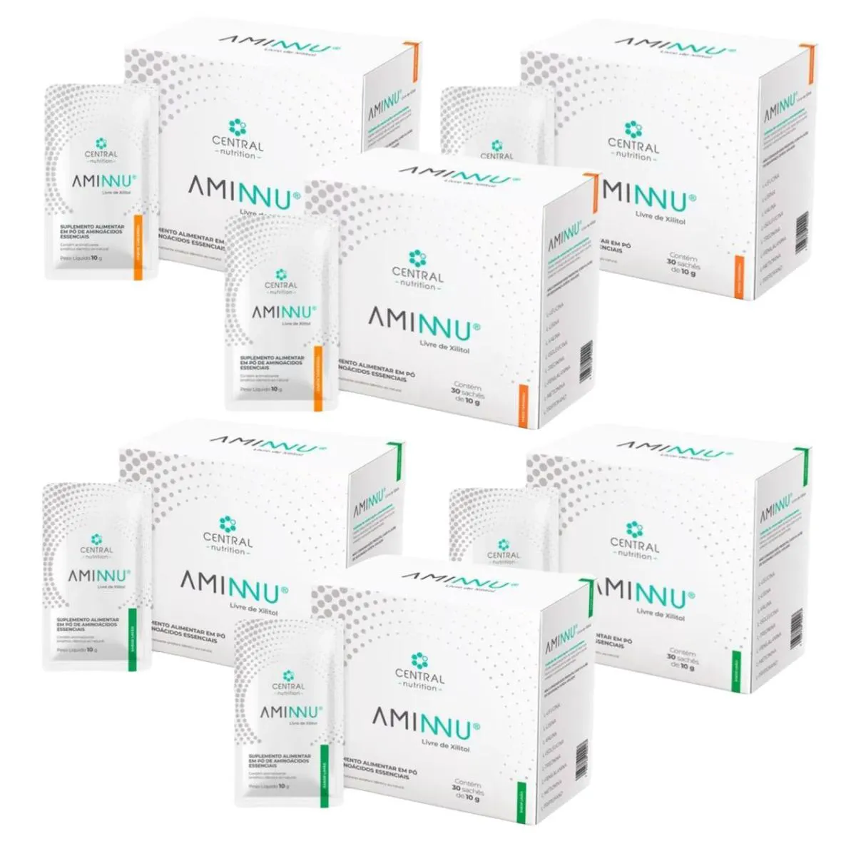 3X KIT AMINNU SEM XILITOL-TANGERINA+LIMãO- CENTRAL NUTRITION