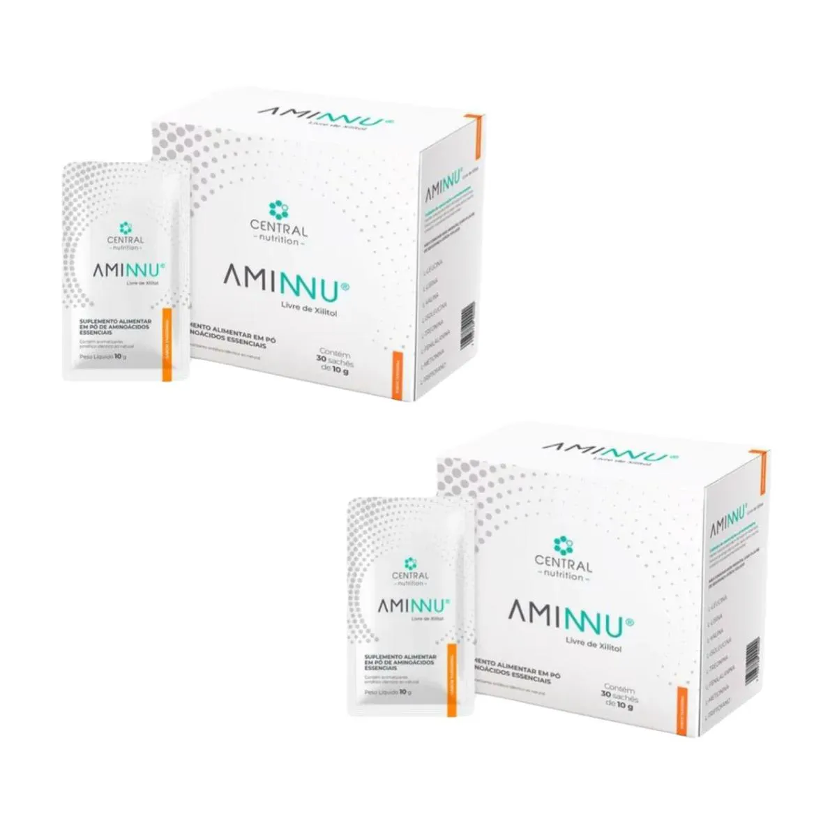 2X AMINNU SEM XILITOL-30 SACHêS- CENTRAL NUTRITION-TANGERINA