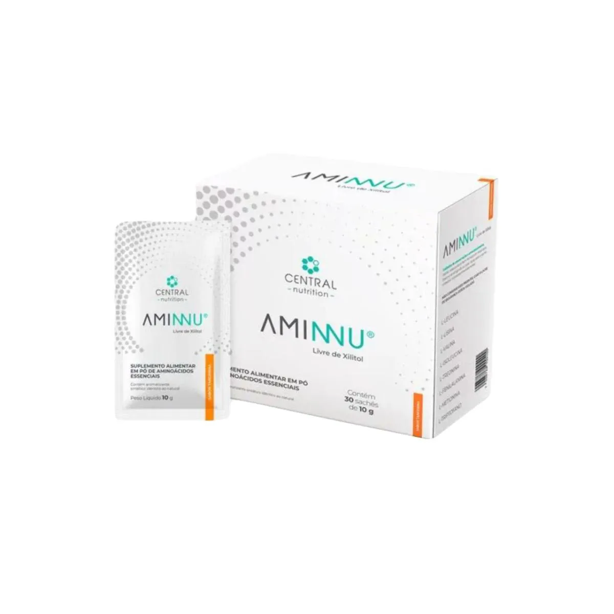AMINNU SEM XILITOL-30 SACHêS- CENTRAL NUTRITION-TANGERINA
