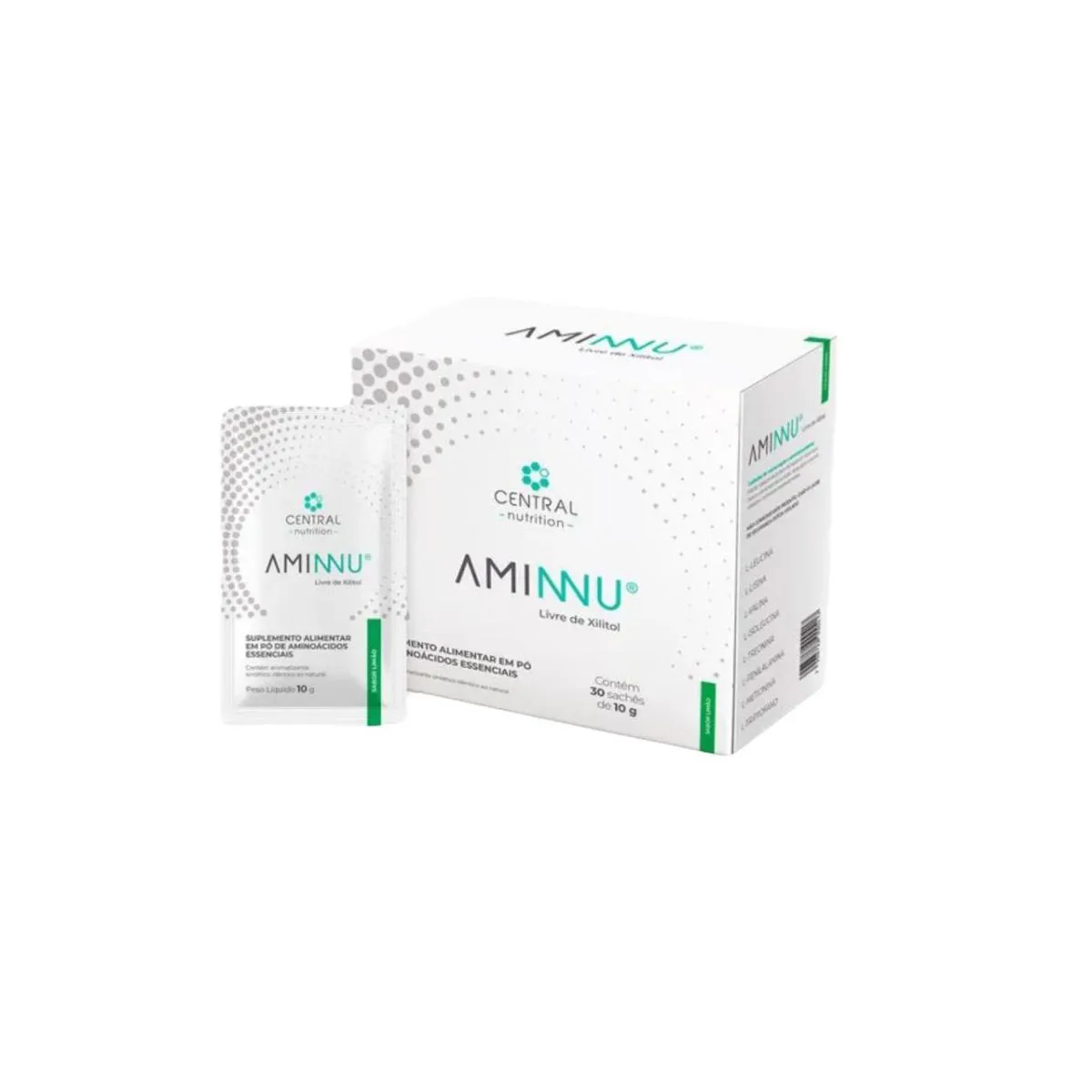 AMINNU SEM XILITOL-30 SACHêS- CENTRAL NUTRITION- LIMãO