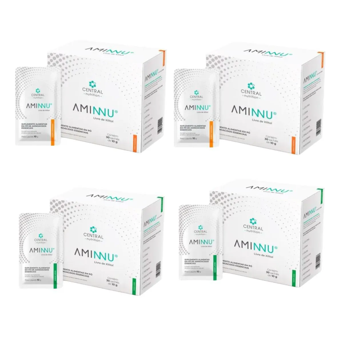 2X KIT AMINNU SEM XILITOL-TANGERINA+LIMãO- CENTRAL NUTRITION
