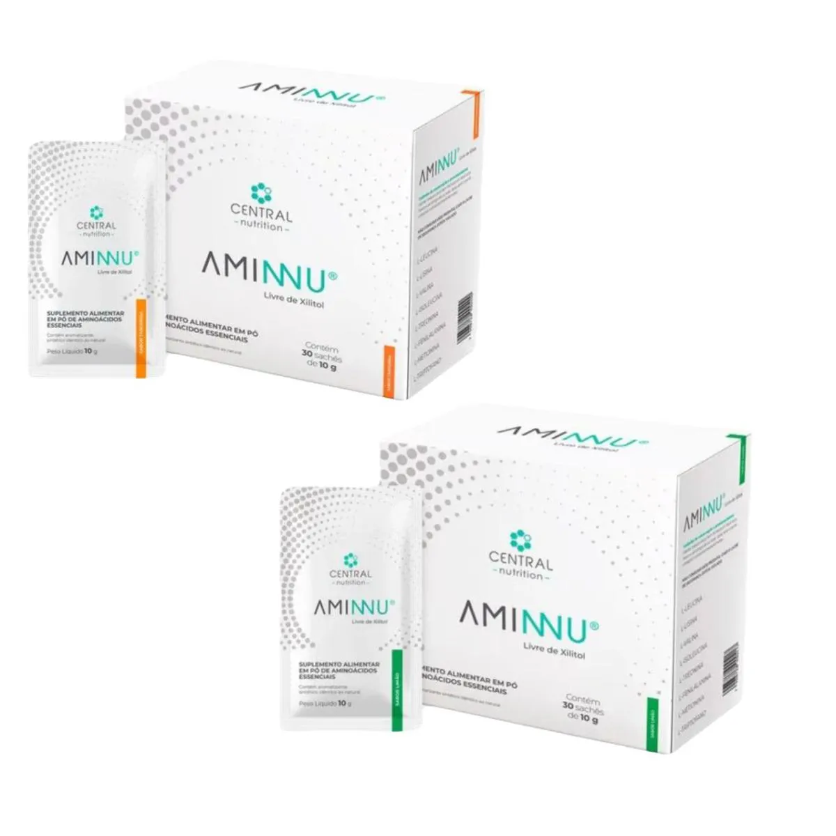 KIT AMINNU SEM XILITOL- TANGERINA + LIMãO- CENTRAL NUTRITION