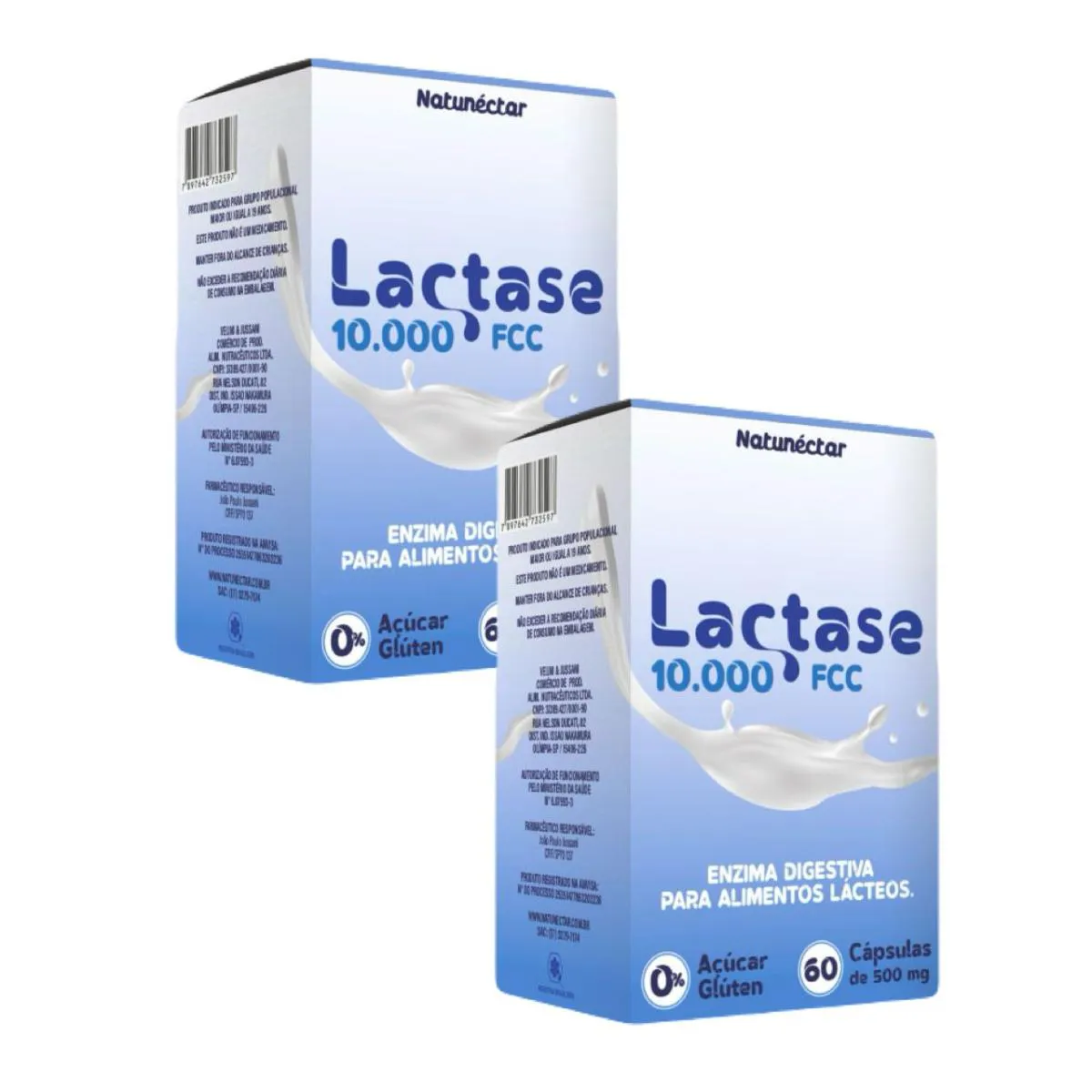 2X LACTASE 10.000FCC- ENZIMA LACTASE - 60 CáPS - NATUNéCTAR SEM Sabor