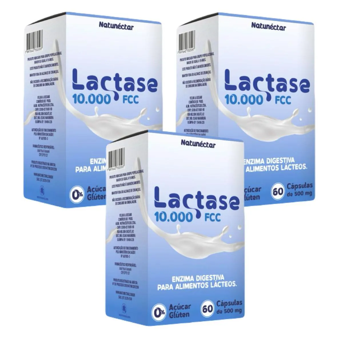 3X LACTASE 10.000FCC- ENZIMA LACTASE - 60 CáPS - NATUNéCTAR SEM Sabor