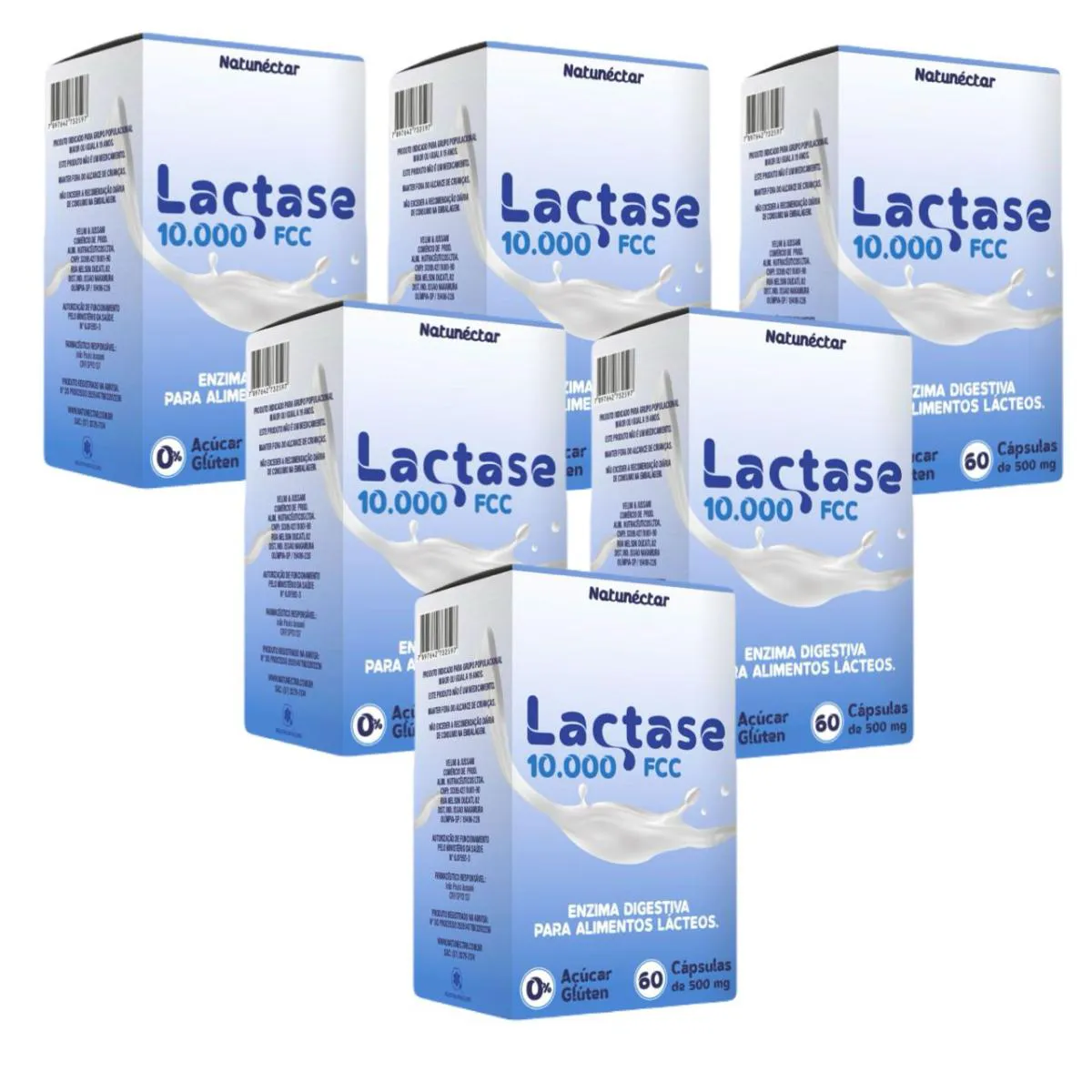 6X LACTASE 10.000FCC- ENZIMA LACTASE - 60 CáPS - NATUNéCTAR SEM Sabor