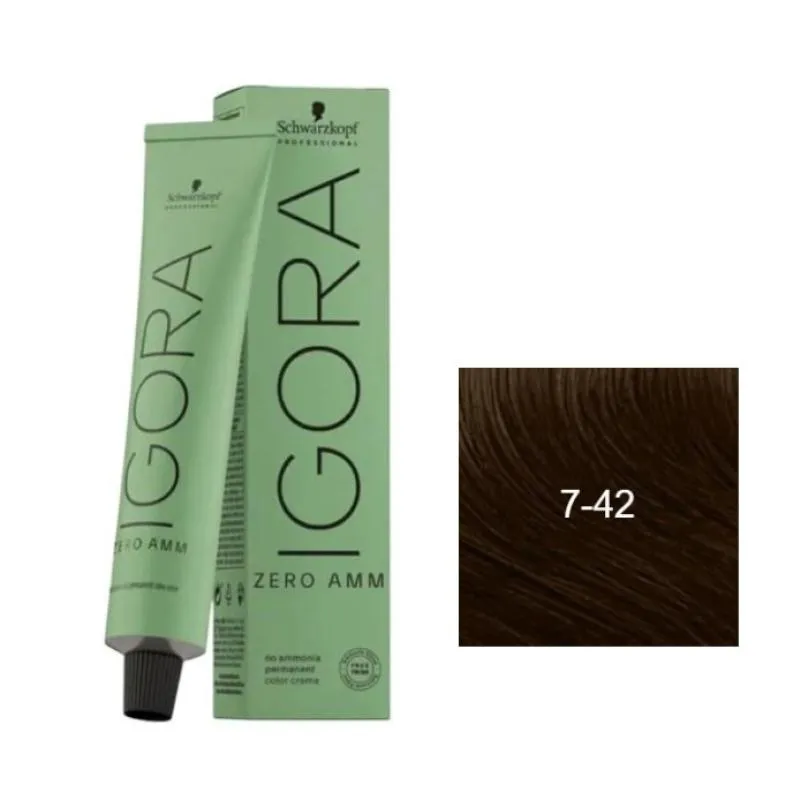 COLORAçãO IMPORTADA SCHWARZKOPF IGORA ZERO AMM 7-42 60G