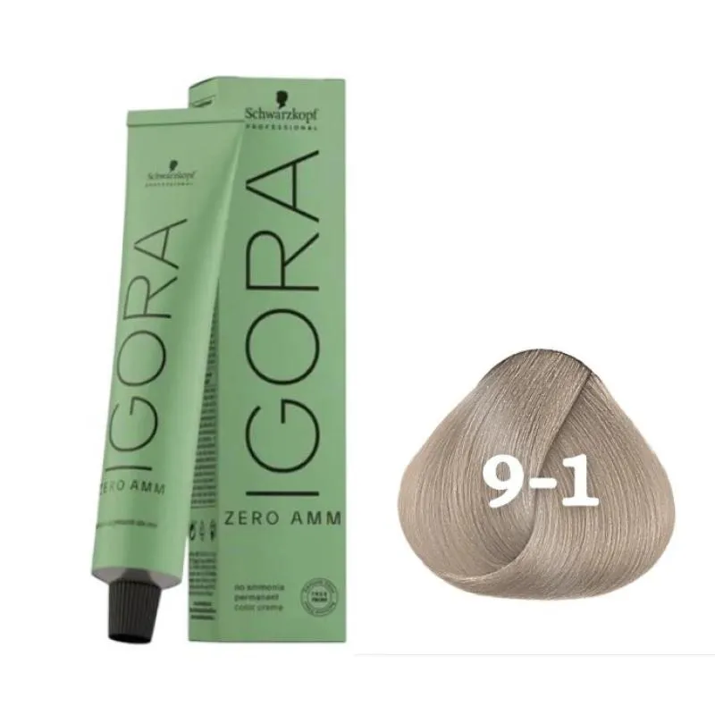 COLORAçãO IMPORTADA SCHWARZKOPF IGORA ZERO AMM 9-1 60G