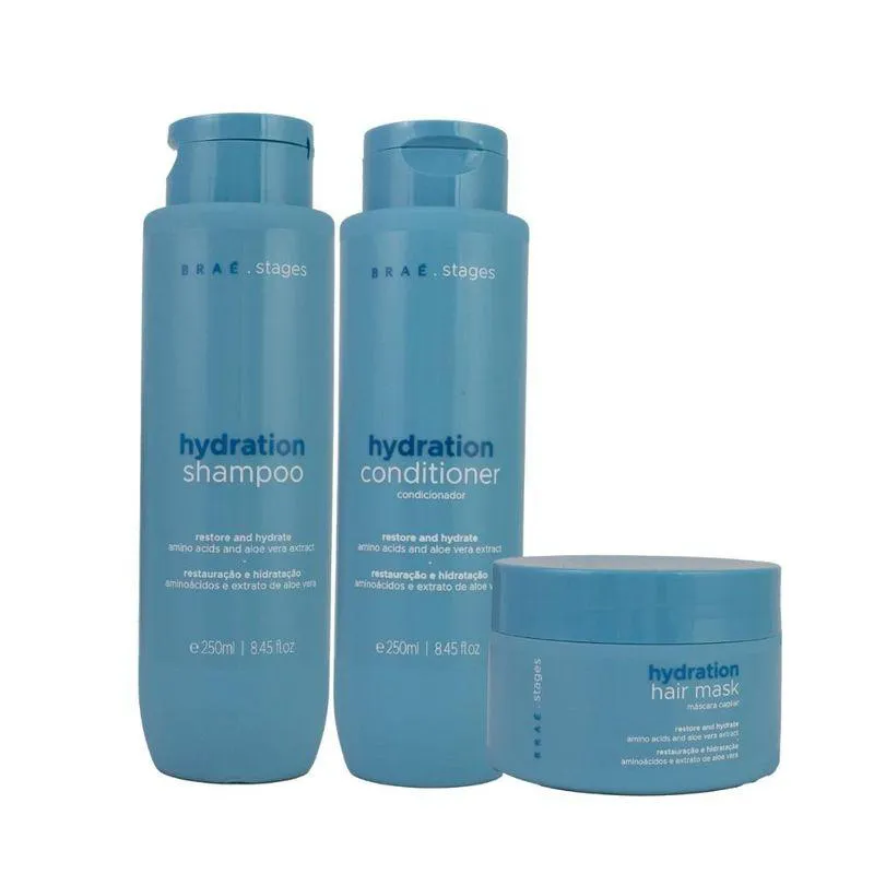 KIT BRAé STAGES HYDRATION - SHAMPOO + CONDICIONADOR 250ML + MáSCARA 200G