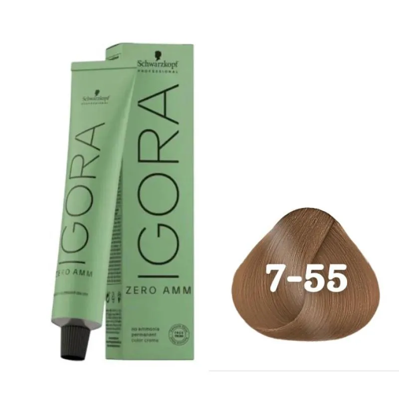 COLORAçãO IMPORTADA SCHWARZKOPF IGORA ZERO AMM 7-55 60G