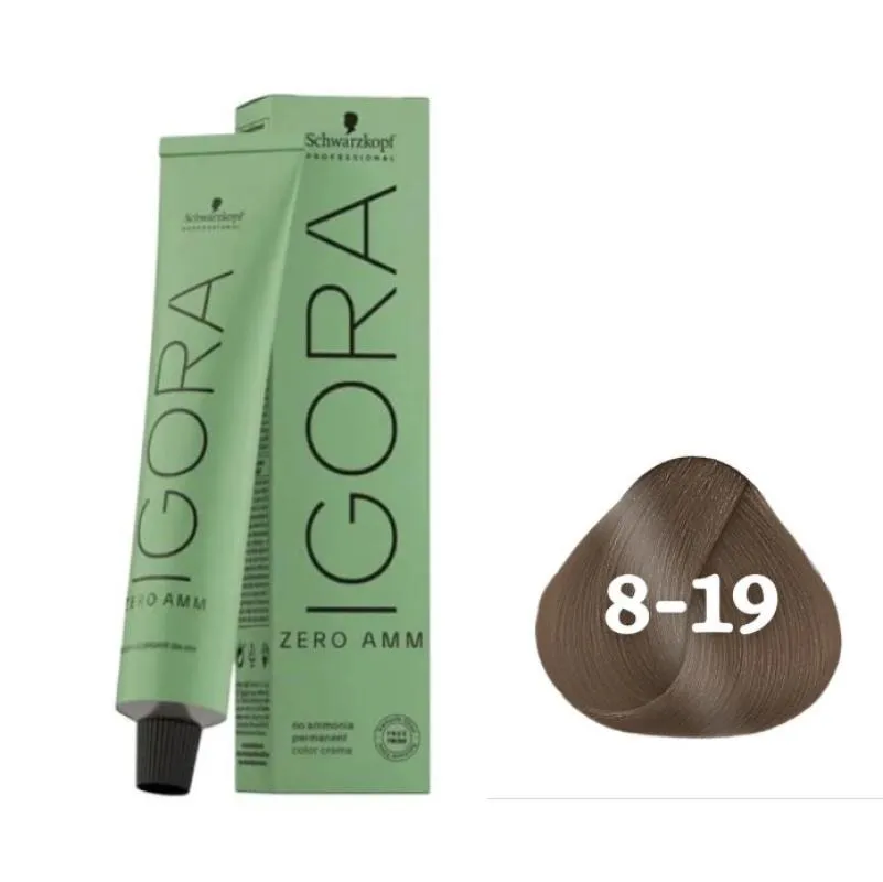 COLORAçãO IMPORTADA SCHWARZKOPF IGORA ZERO AMM 8-19 60G