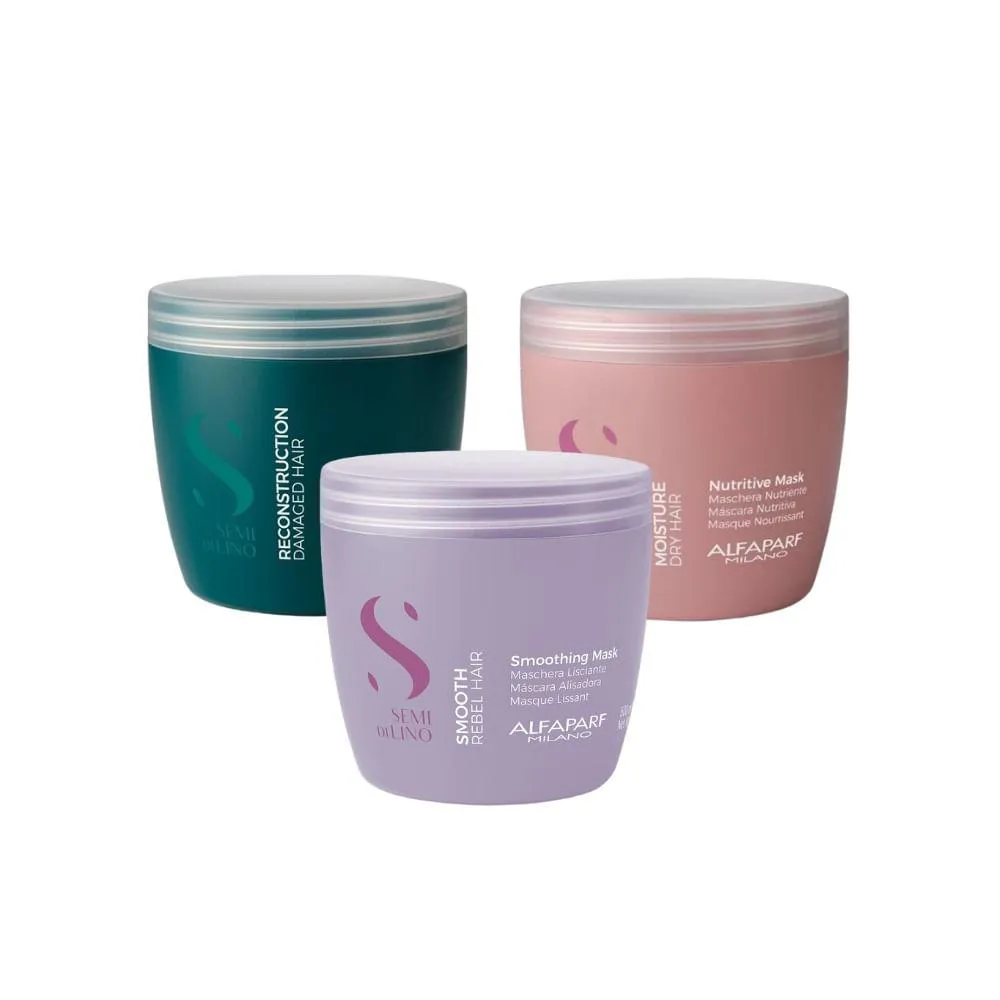 KIT CRONOGRAMA CAPILAR ALFAPARF SEMI DI LINO ANTI FRIZZ  GRANDE