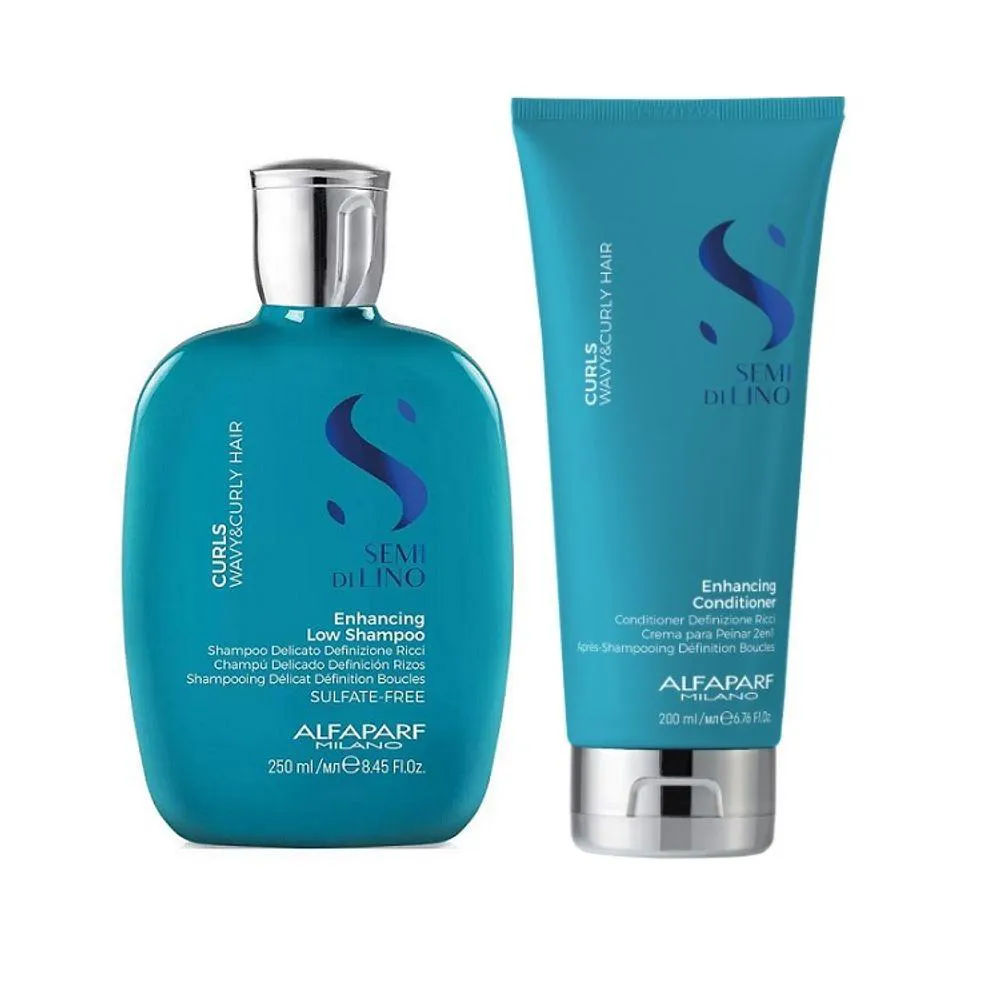 KIT SHAMPOO E CONDICIONADOR ALFAPARF SEMI DI LINO CURLS PEQUENO