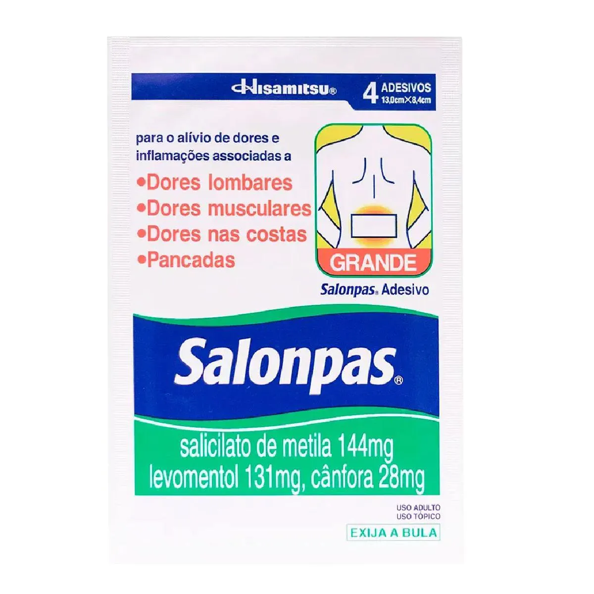 ADESIVO SALONPAS GRANDE COM 4 UNIDADES – HISAMITSU
