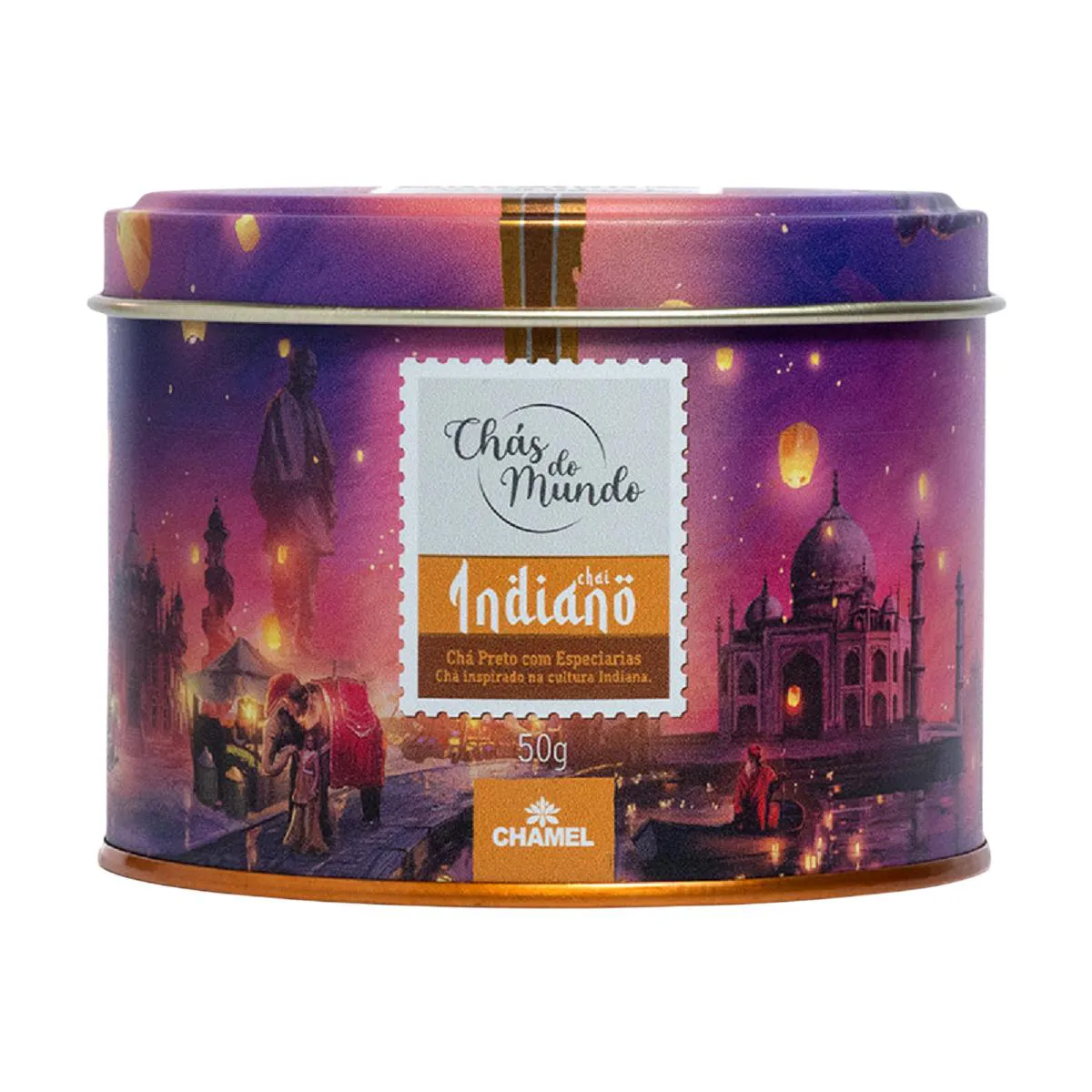 CHáS DO MUNDO POUCH CHá INDIANO LATA 50G - CHAMEL