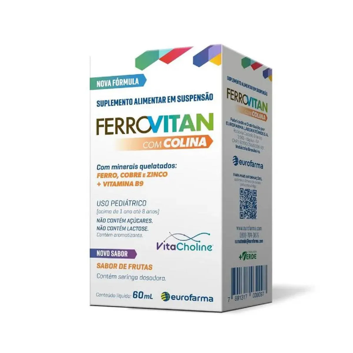 FERROVITAN COM COLINA 60ML SABOR DE FRUTAS - EUROFARMA