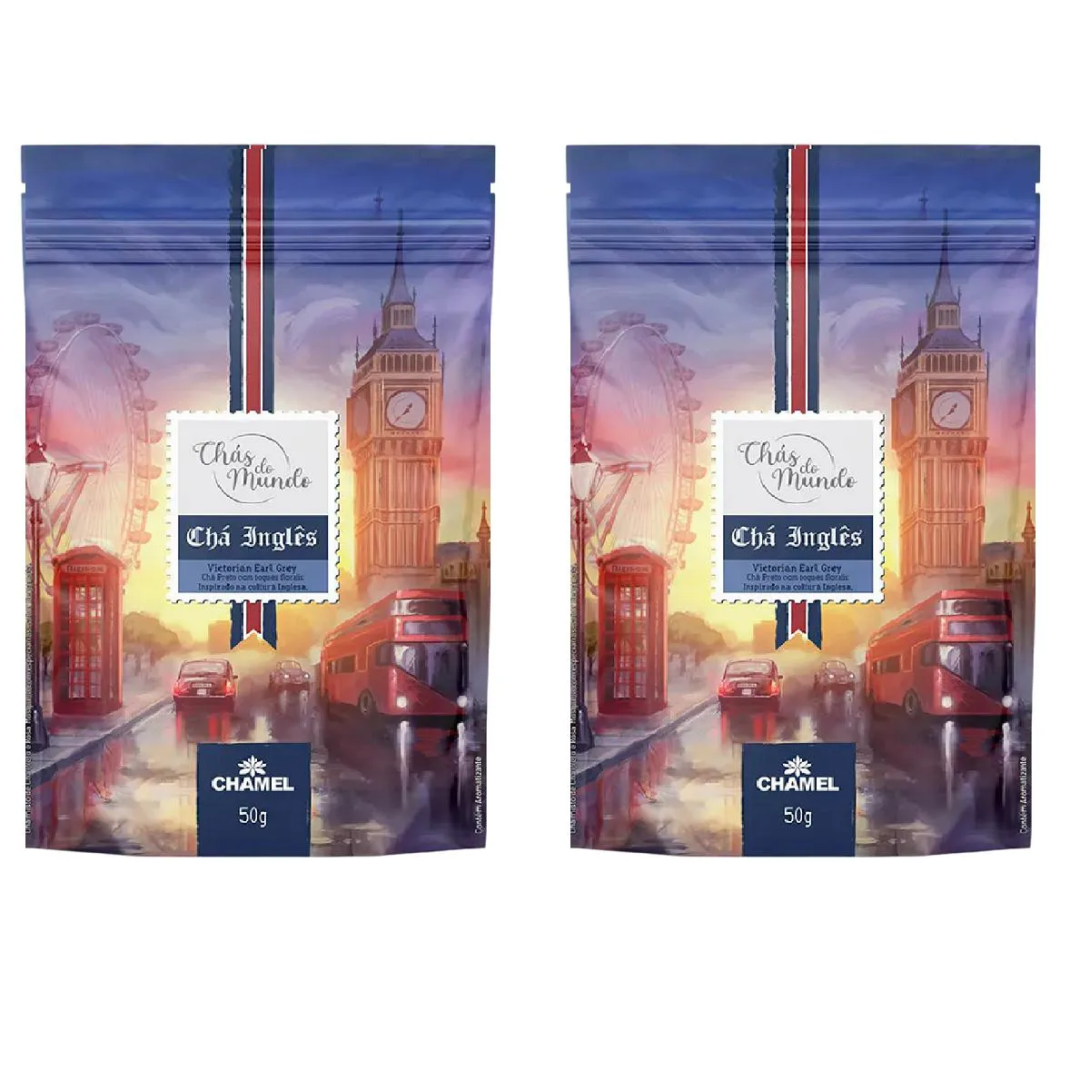 KIT 02 CHáS DO MUNDO POUCH CHá INGLêS 50G - CHAMEL