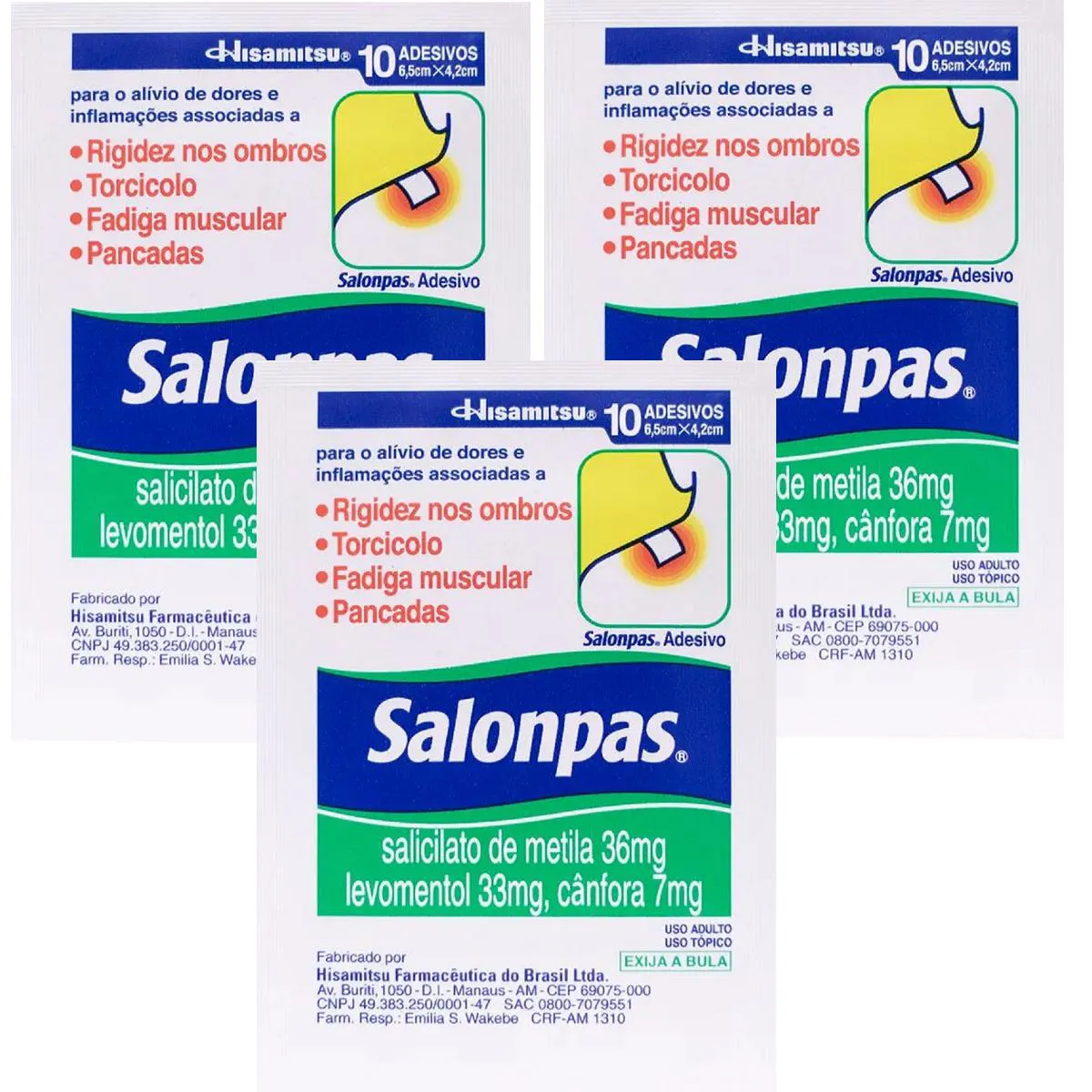 KIT 03 ADESIVO SALONPAS PEQUENO 10 UNIDADES CADA - HISAMITSU