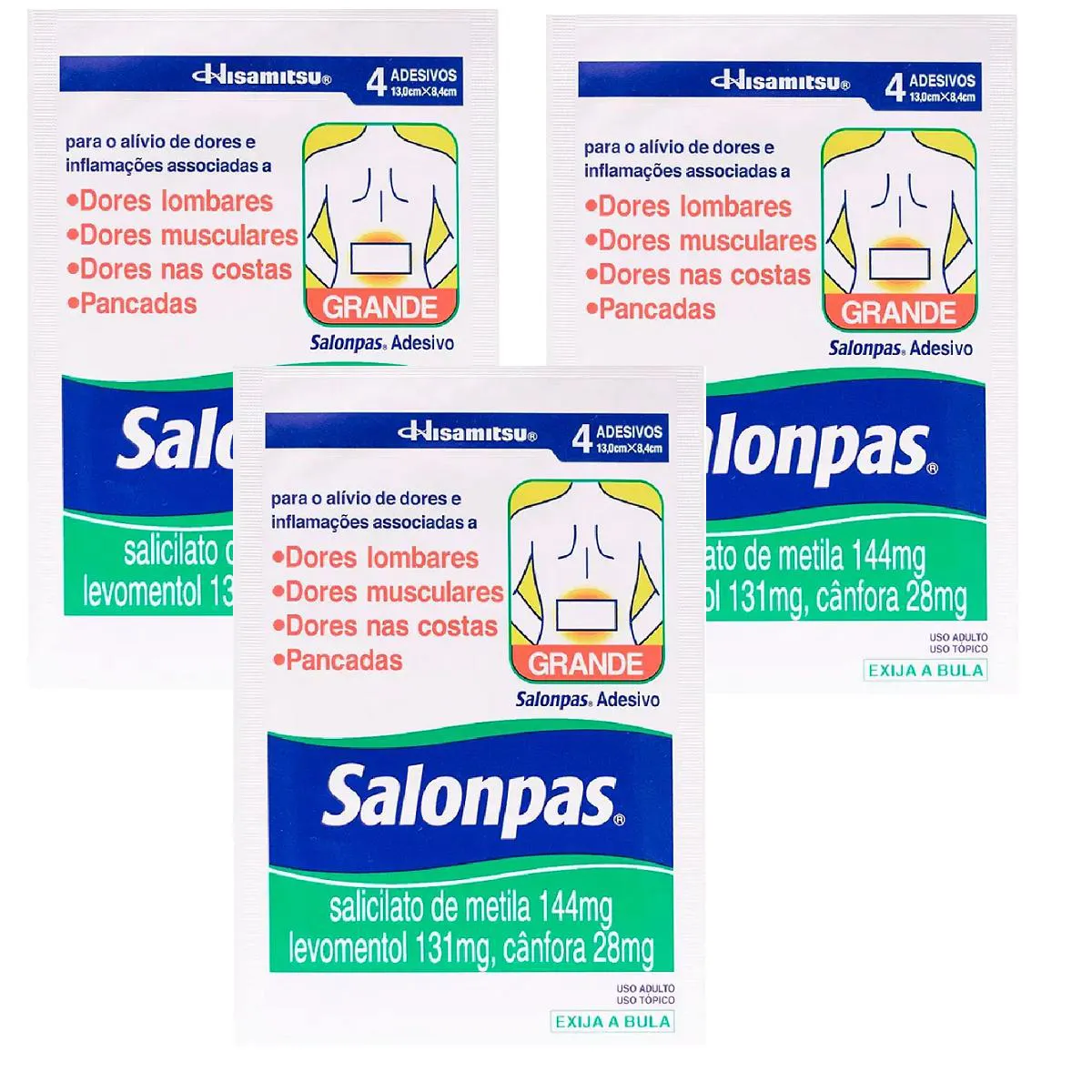 KIT 03 ADESIVOS SALONPAS GRANDE COM 4 UNIDADES – HISAMITSU