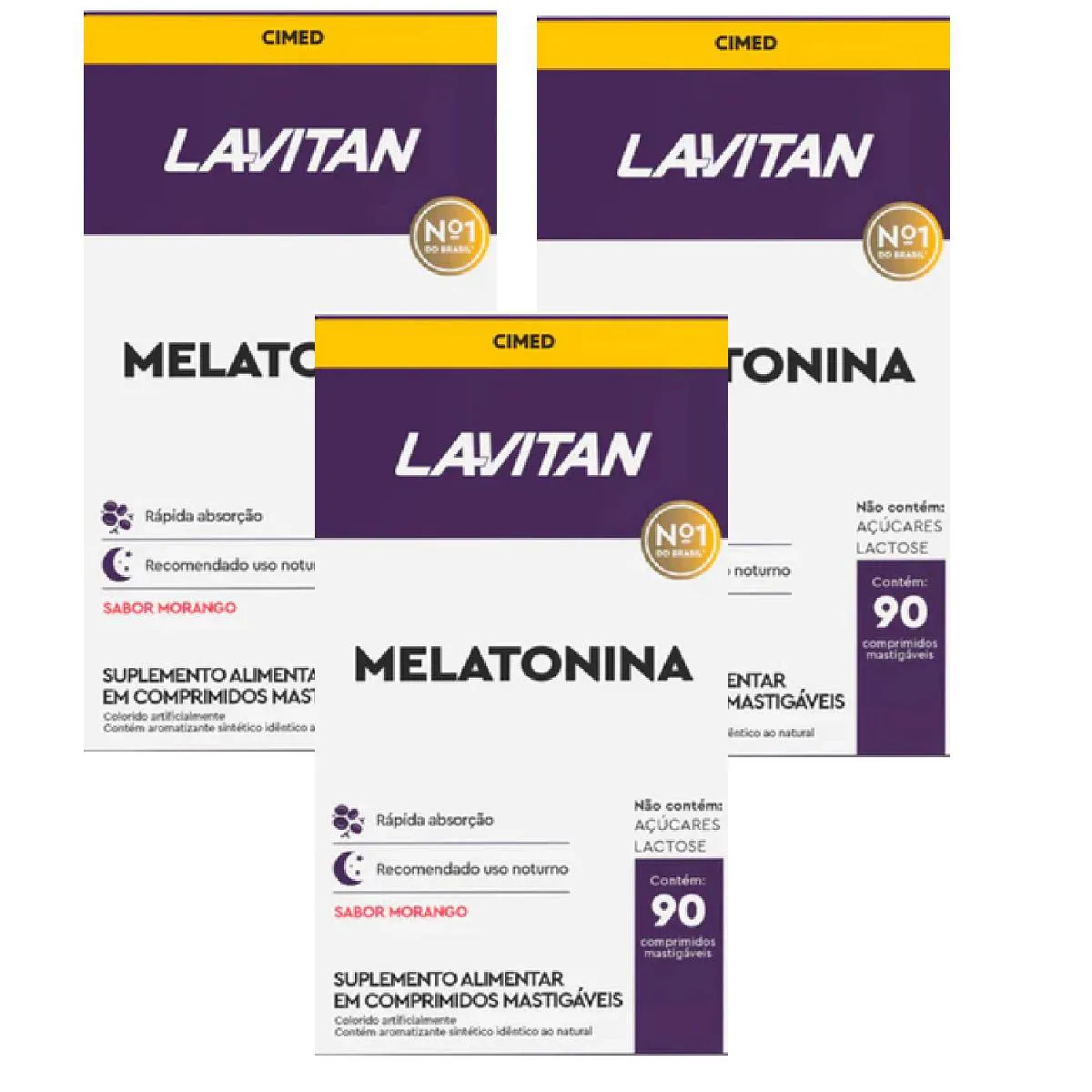 KIT 03 LAVITAN MELATONINA SABOR MORANGO 90 CPR - CIMED
