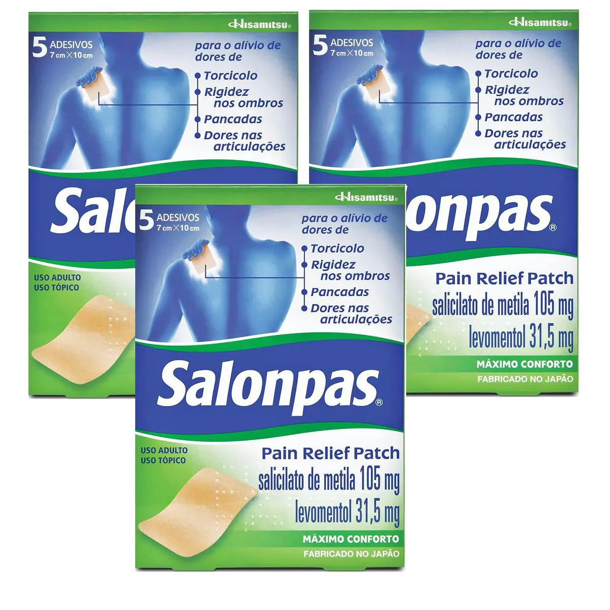 KIT 03 SALONPAS PAIN RELIEF PATCH COM 5 ADESIVOS - HISAMITSU