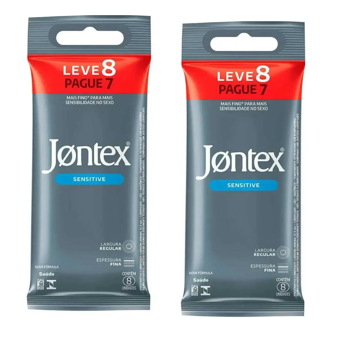 KIT 2 JONTEX SENSITIVE PRESERVATIVO LEVE 8 PAGUE 7 - RECKITT