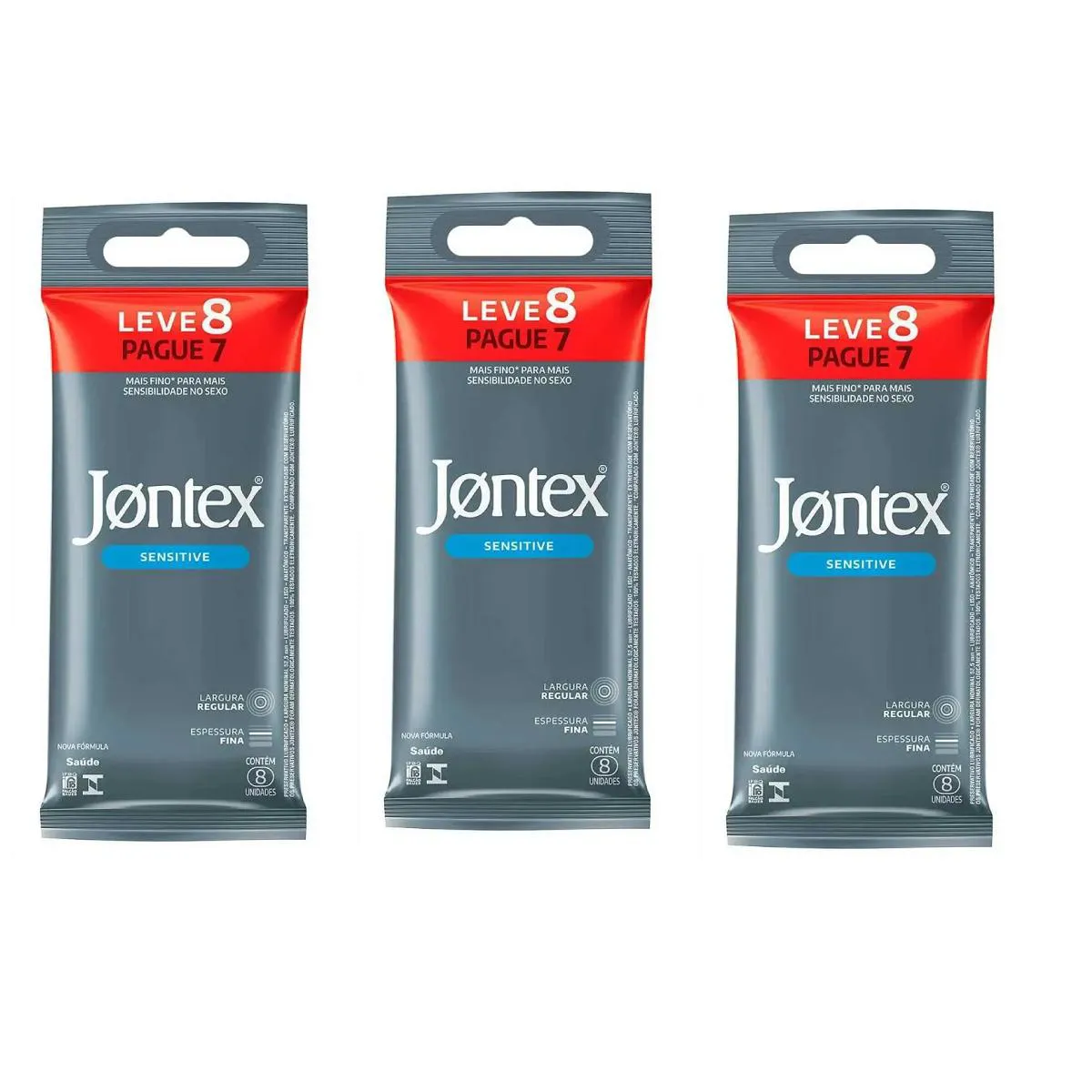 KIT 3 JONTEX SENSITIVE PRESERVATIVO LEVE 8 PAGUE 7 - RECKITT