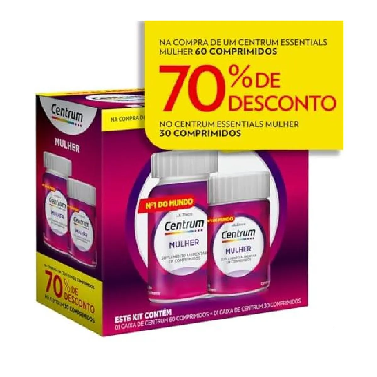 KIT CENTRUM MULHER EMBALAGEM PROMOCIONAL COM 90 CPR - HALEON