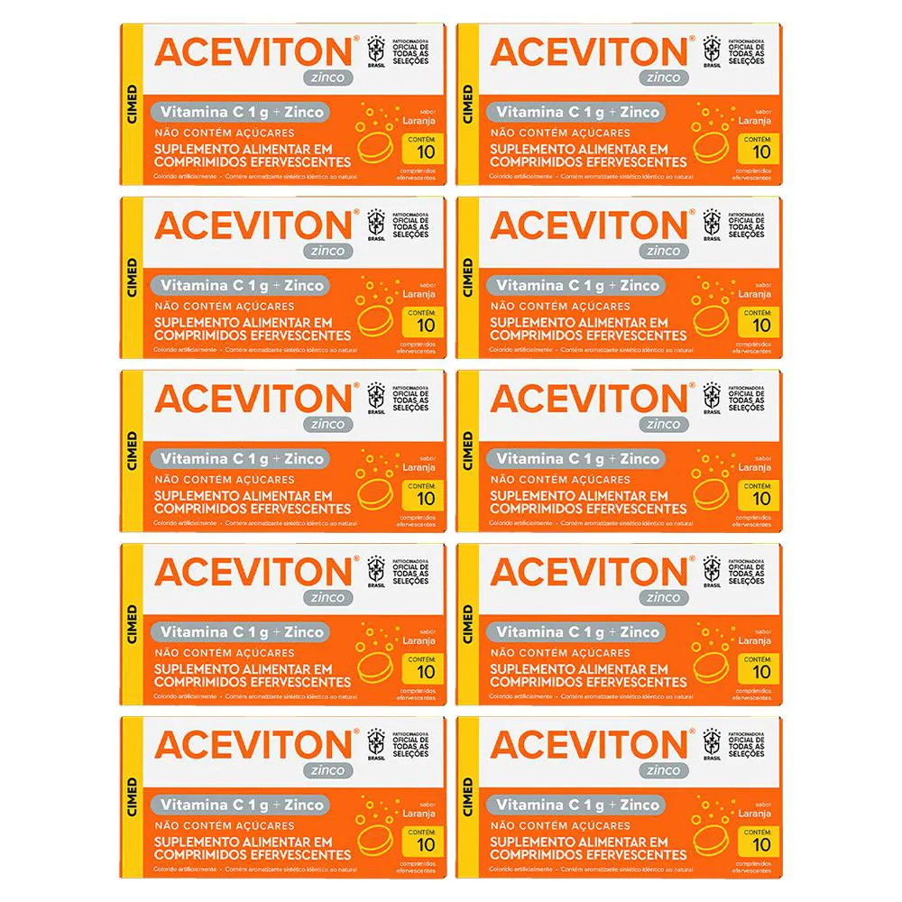 KIT 10 ACEVITON VITAMINA C 1G + ZINCO 10CPR - CIMED