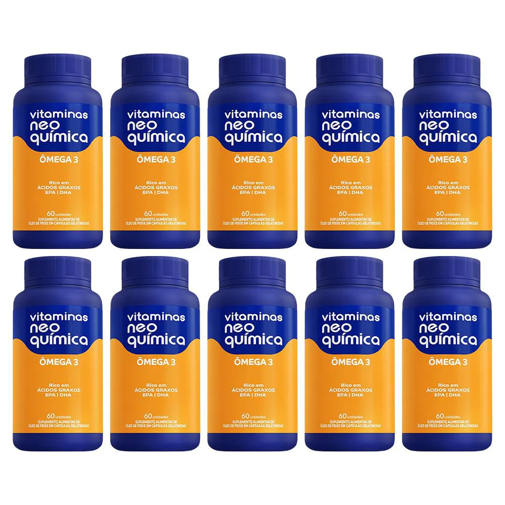 KIT 10 SUPLEMENTO ALIMENTAR ÔMEGA 3 60 CáPSULAS- NEO QUíMICA
