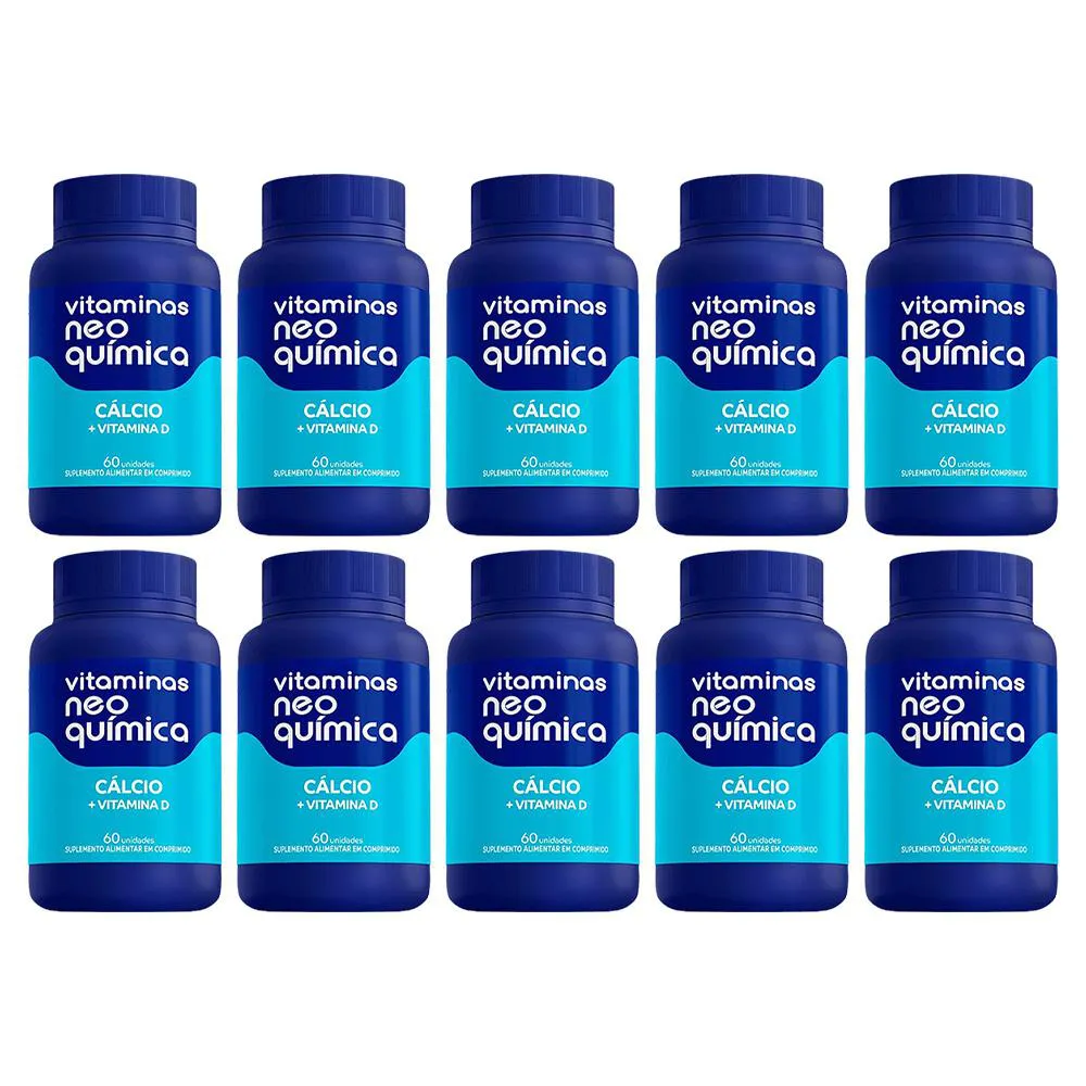 KIT 10 SUPLEMENTO CáLCIO + VITAMINA D 60 CPS - NEO QUíMICA